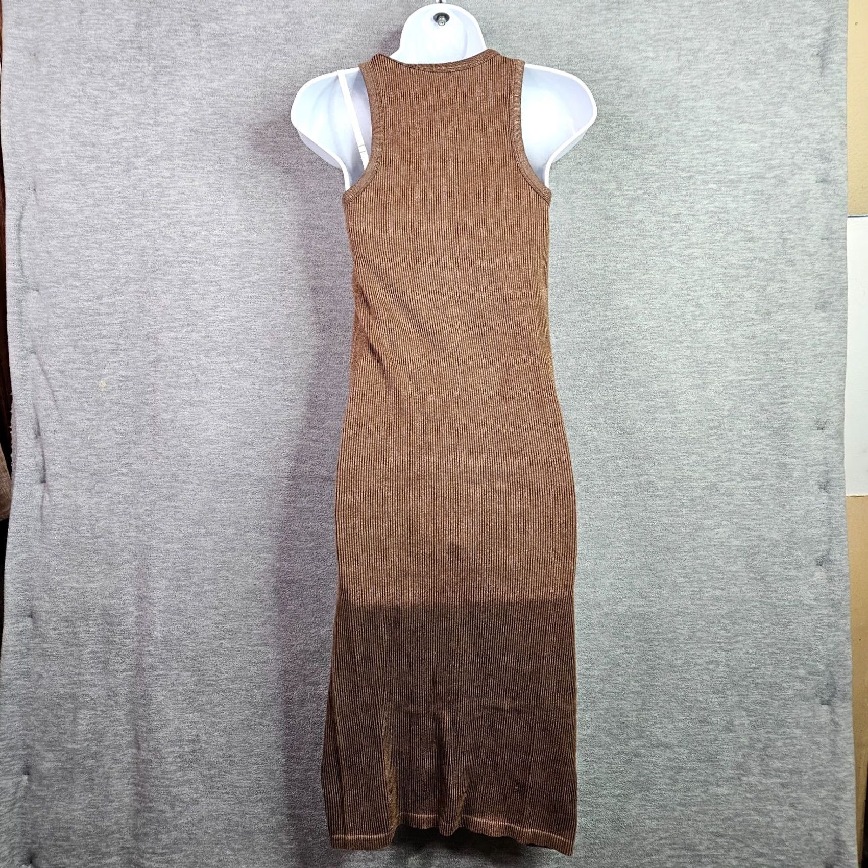 Vintage Crave Fame Women Midi Dress Brown Sleeveless Bodycon Stretch Casual M Size M / US 6-8 / IT 42-44 - 2 Thumbnail