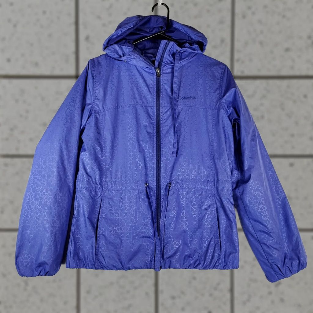 Vintage Columbia Windbreaker Jacket Hooded Womens Purple Full Zip Lightweight Nylon Softshell Mid-Length Size M / US 6-8 / IT 42-44 - 1 Thumbnail