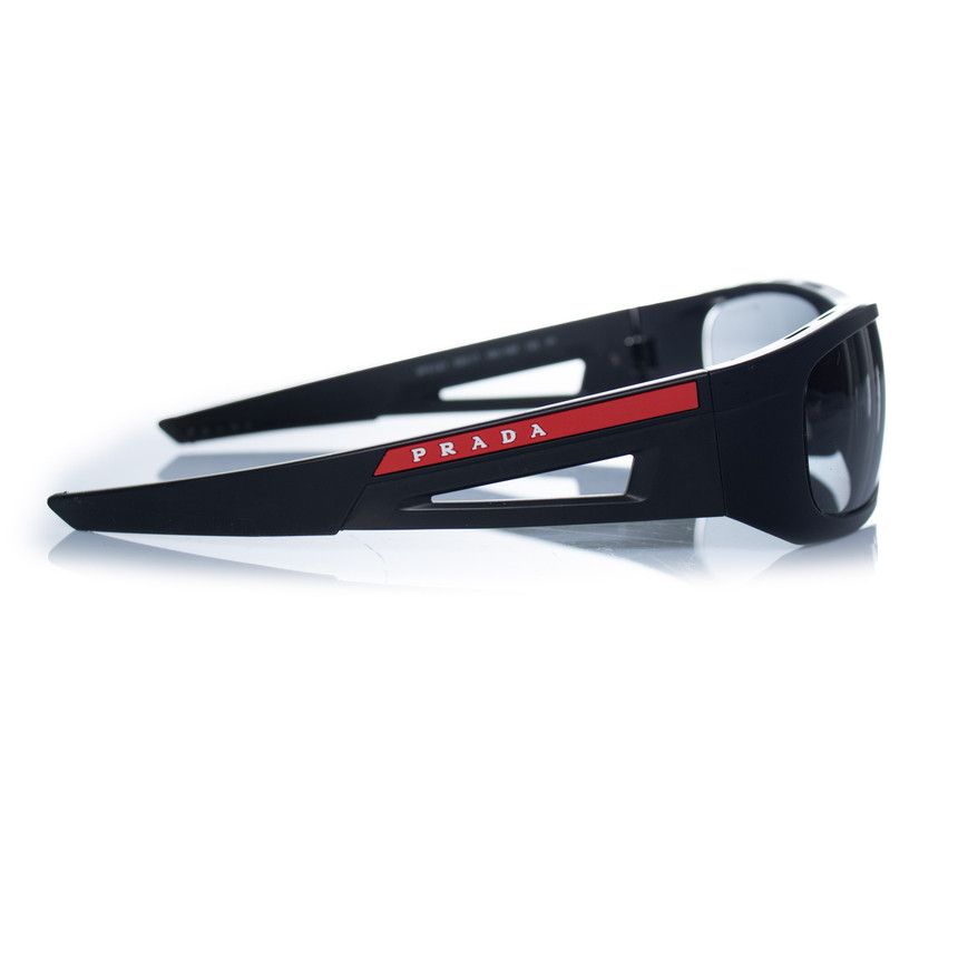 Prada Prada, matte black sunglasses with red logo Size ONE SIZE - 3 Thumbnail