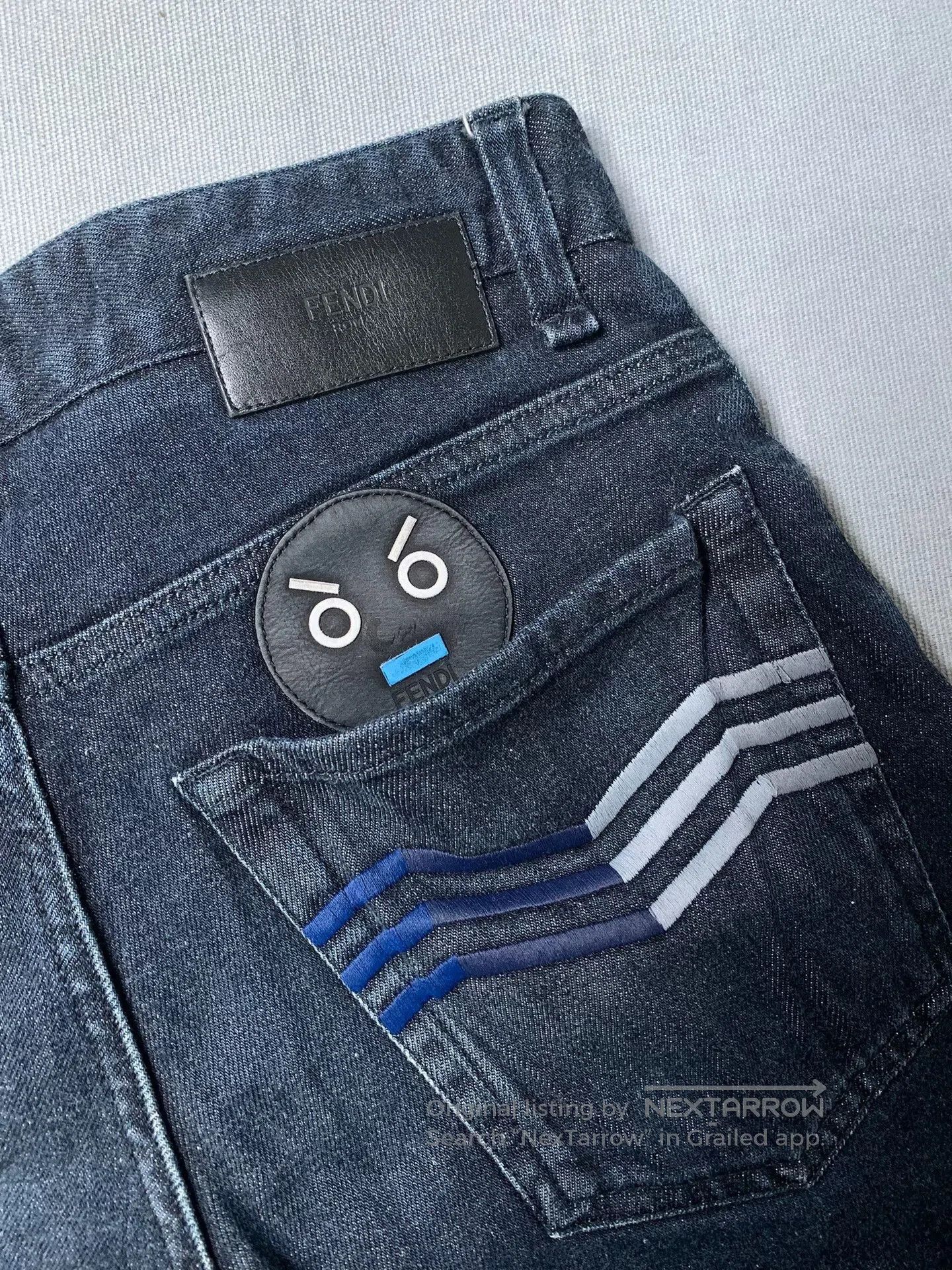 Fendi Fendi Calfskin Face Logo Washed Jeans. Size US 30 / EU 46 - 1 Thumbnail