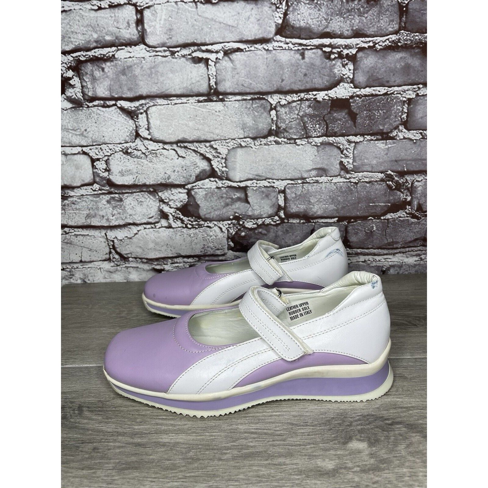 Other Halogen Purple Leather White MaryJane Strap Wedge Comfort Sh Size US 6 / IT 36 - 20 Thumbnail