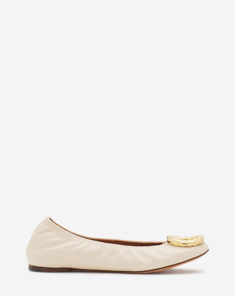 Lanvin o1y0326 Ballet Flats in Cream Size US 7 / IT 37 - 1 Thumbnail