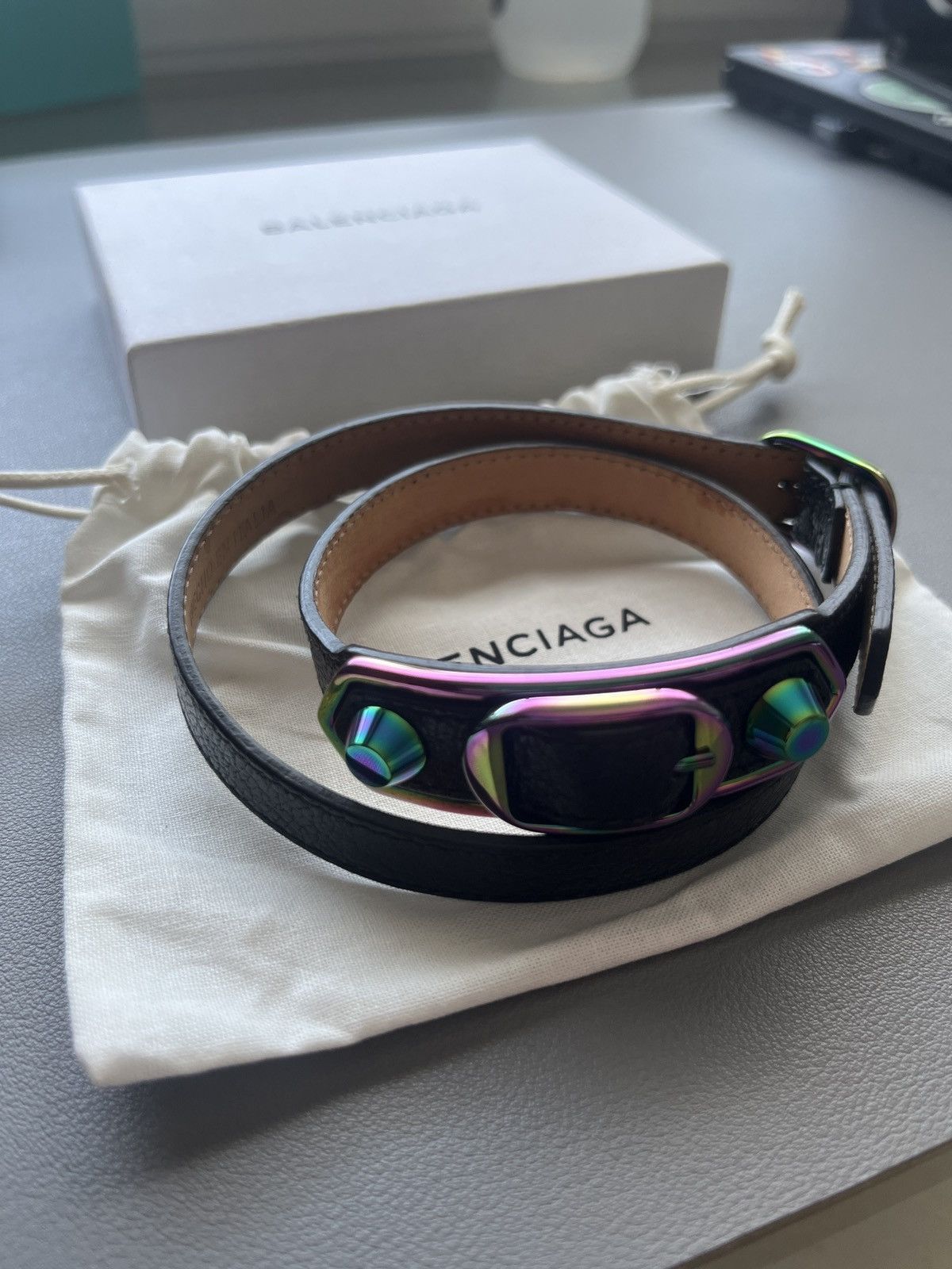 Balenciaga Balenciaga Black Leather Triple Tour Bracelet Size ONE SIZE - 6 Thumbnail