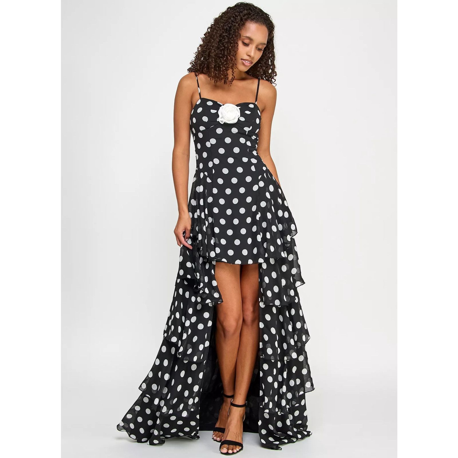 Other City Studios Juniors' Dot Print Ruffled High-Low Chiffon Size S / US 4 / IT 40 - 3 Thumbnail