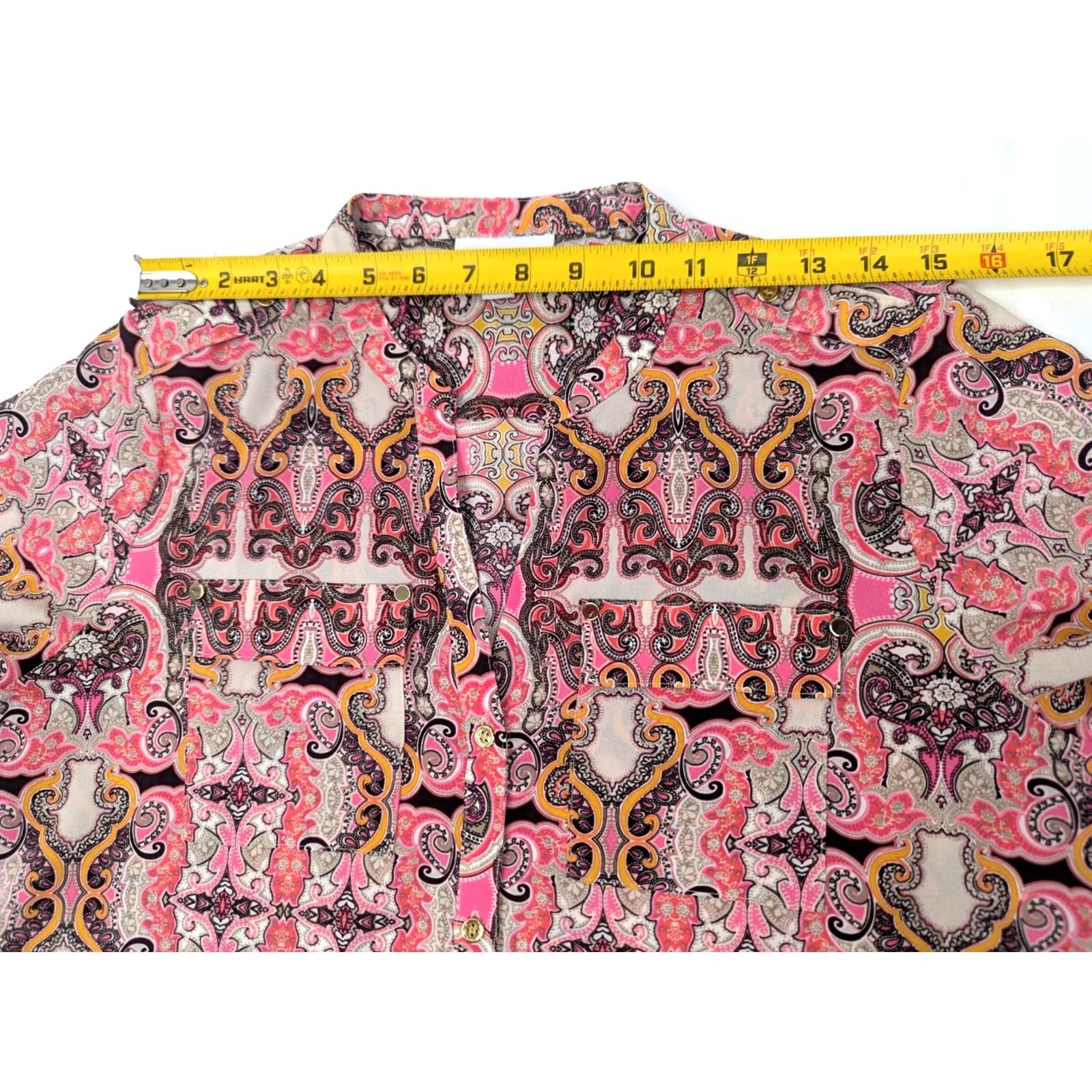 Charter Club Charter Club Pink Paisley Pattern Button-Up Shirt Women S Long Sleeve V-Neck Colorful Patterned Button Size S / US 4 / IT 40 - 7 Thumbnail