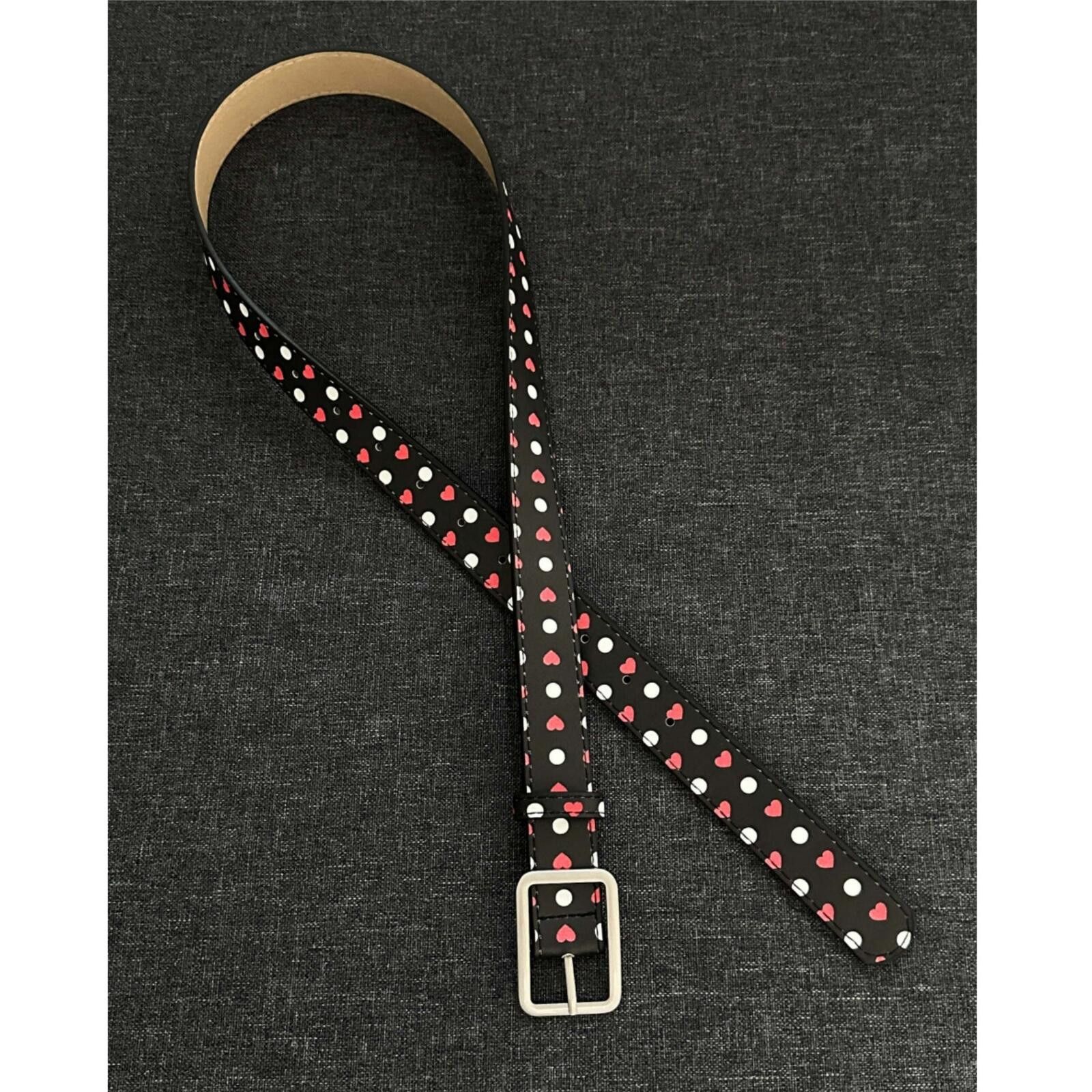Other Polka Dot Heart Print Belt | Red White Y2K Sweet Street Size ONE SIZE - 3 Thumbnail