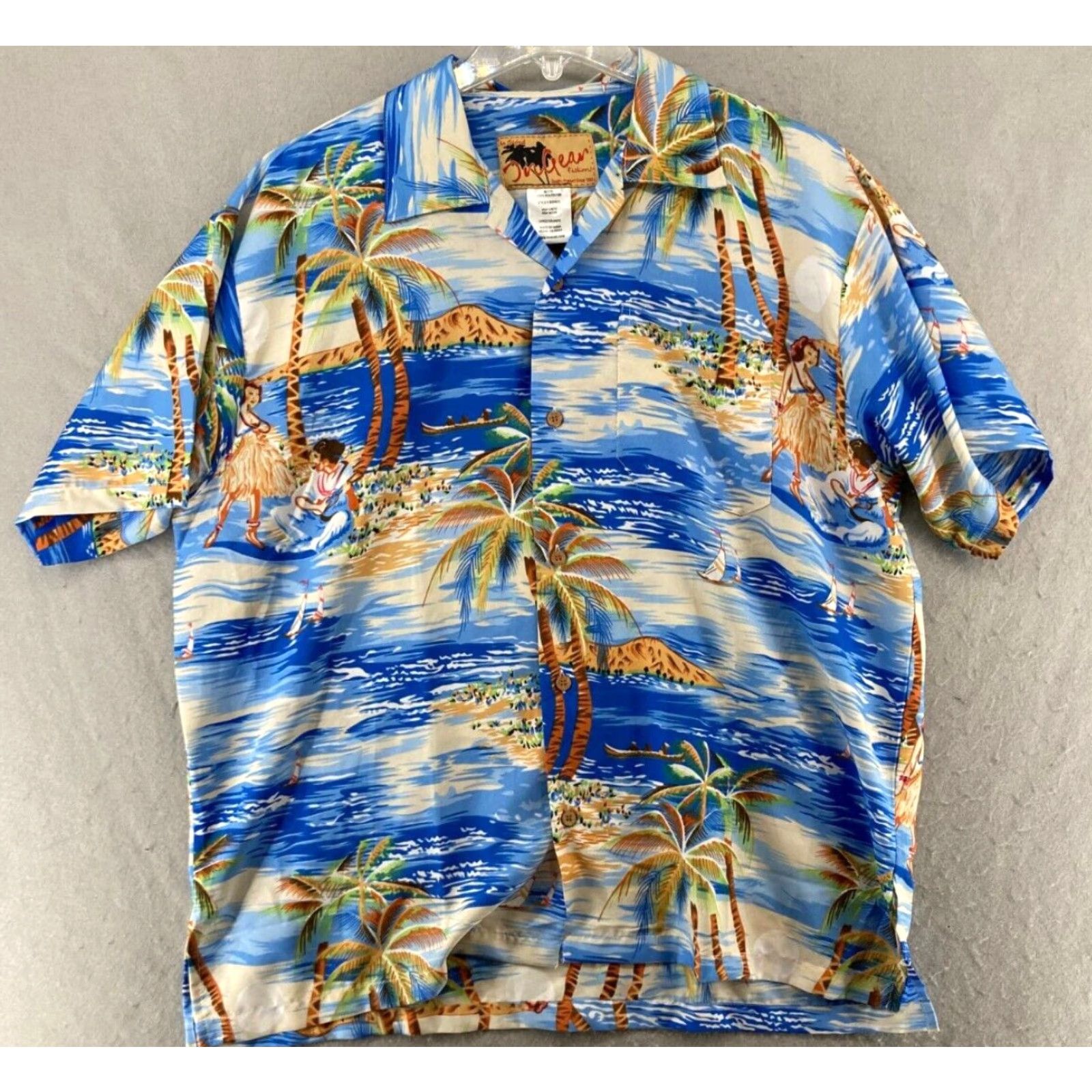 Vintage On Gear Mens Hawaiian Shirt Large Island Camp Button Up Size US L / EU 52-54 / 3 - 2 Thumbnail