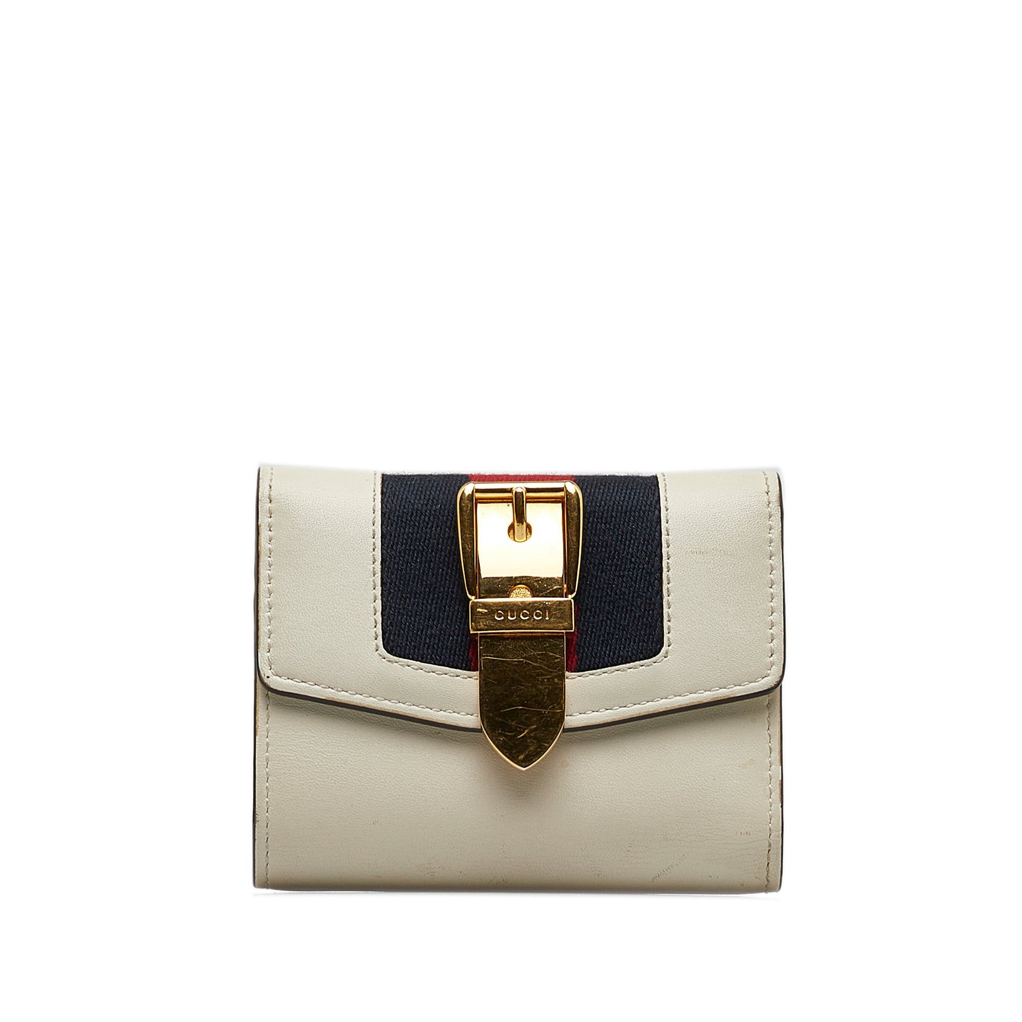 image of Gucci Sylvie Leather Small Wallet Small Wallets in White, Women's