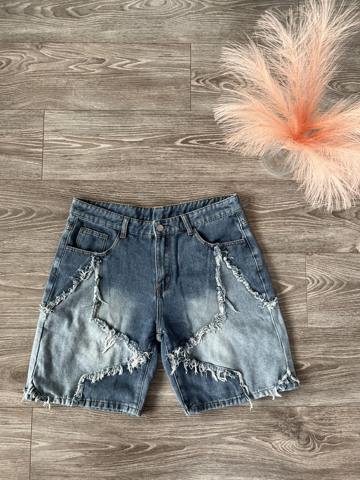 Japanese Brand ‼️Avant Garde Distressed Denim Opium Star Baggy Shorts‼️ Size US 35 - 7 Thumbnail
