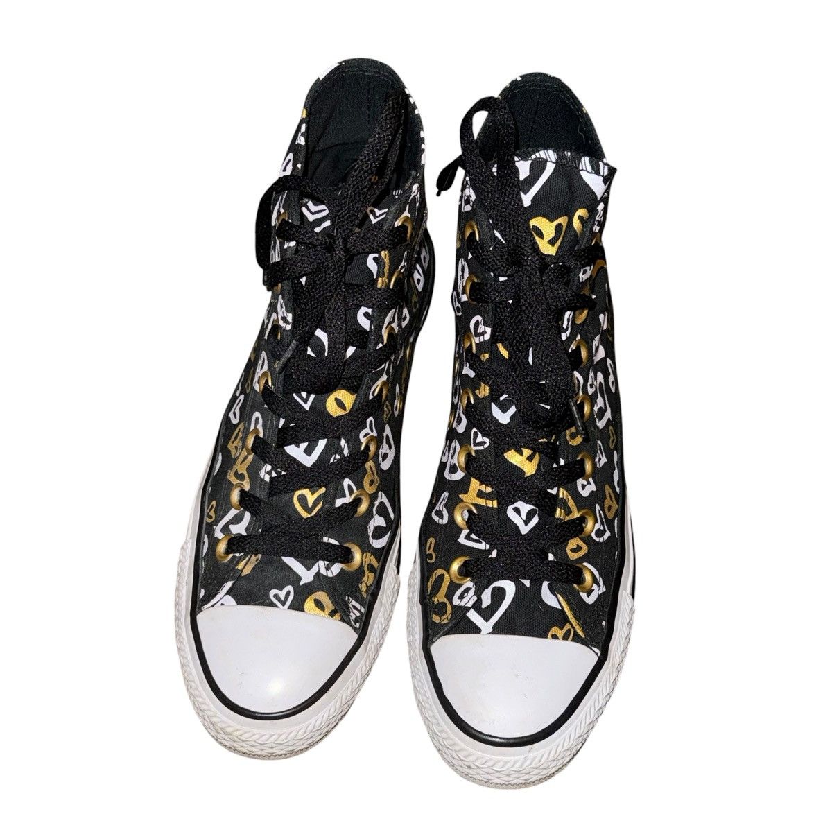Converse Converse All Star gold & white heart print high top sneakers Size US 8 / IT 38 - 2 Thumbnail