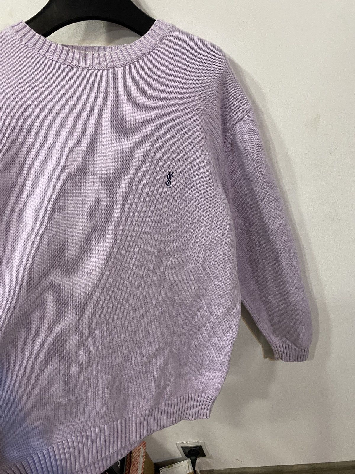 Yves Saint Laurent Lilac YSL Sweater Knit Baby Blue Old Money Paris Vintage Size US L / EU 52-54 / 3 - 12 Thumbnail