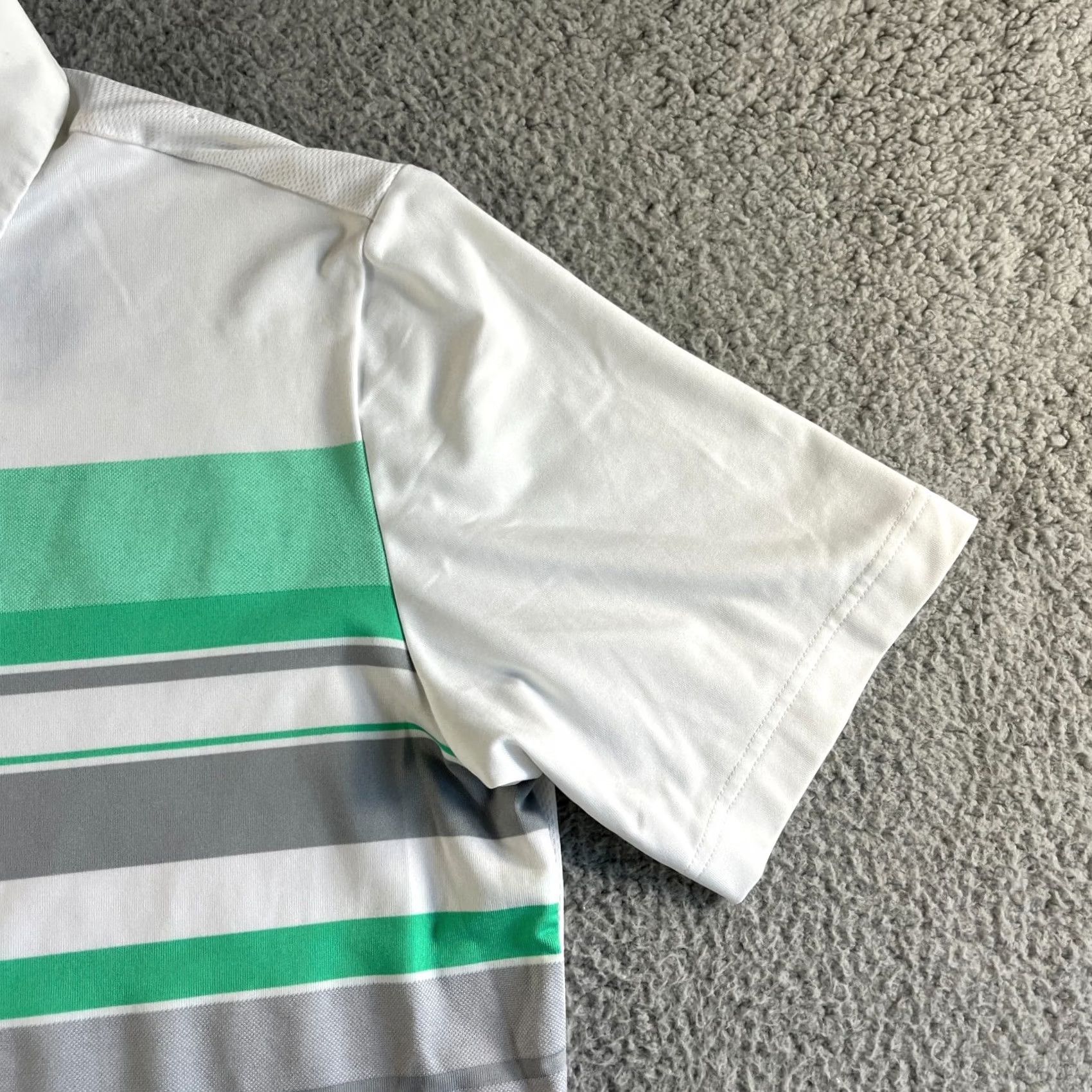 Adidas Adidas Polo Shirt Mens Medium White Gray Green Striped Climacool Golf Stretch Shirt Size US M / EU 48-50 / 2 - 6 Thumbnail