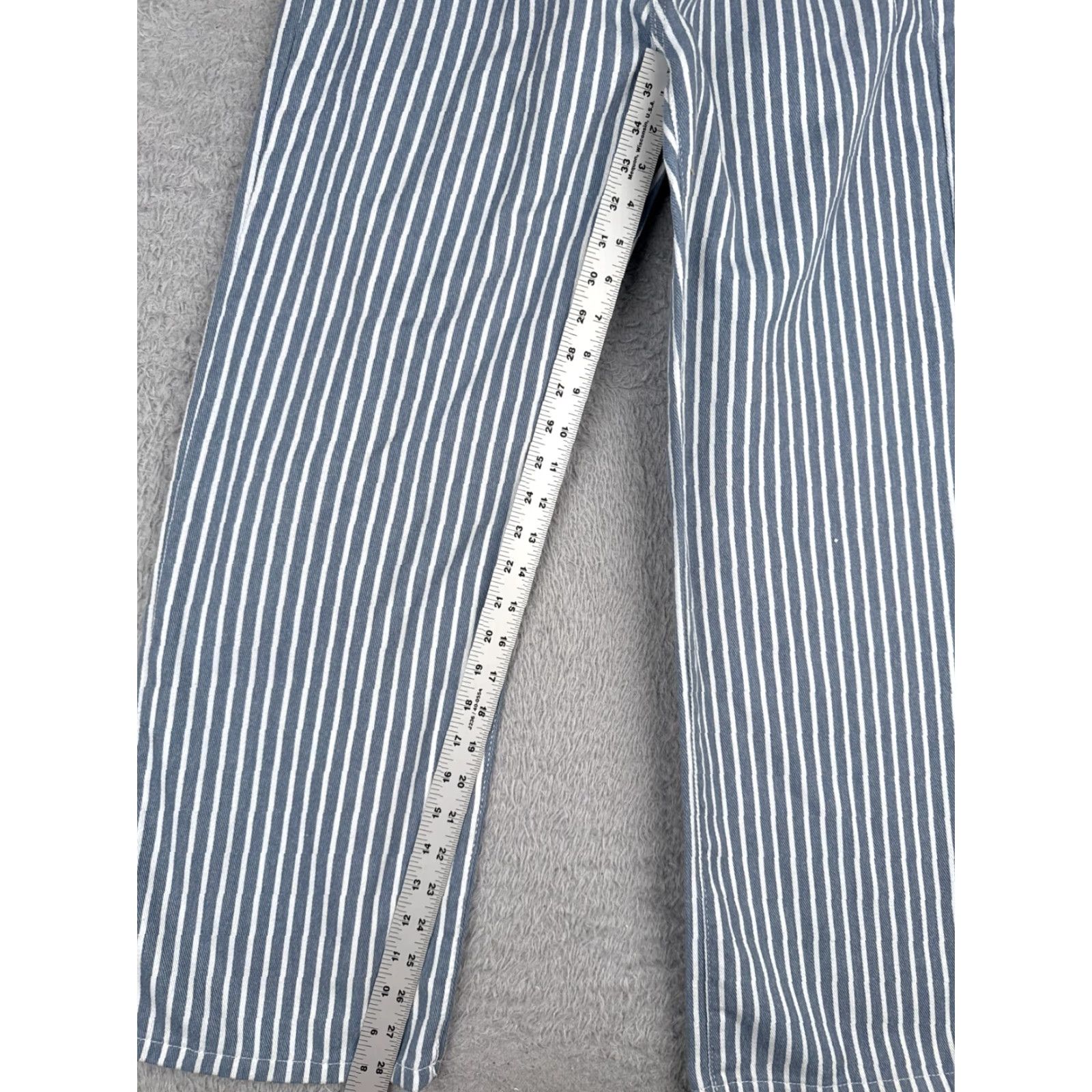 Vintage Jeans Women 26 Blue White Vertical Stripe Denim Wide Leg High Rise Cotton 26x29 Size 26" / US 2 / IT 38 - 7 Thumbnail