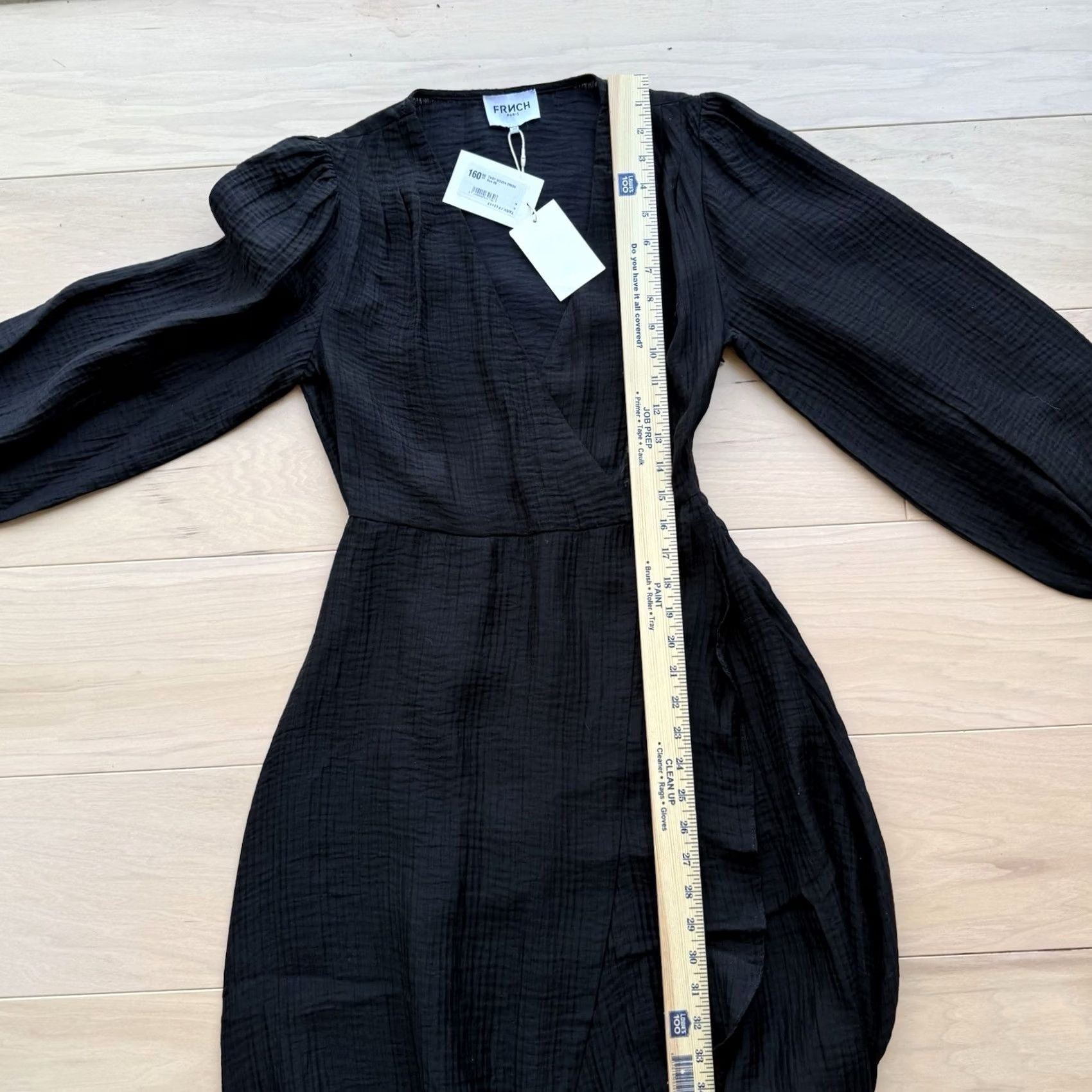 Vintage Frnch Paris Taisy Woven Dress XS Black Maxi Sundress Puff Sleeve V-Neck NWT New York Designer Boho Summer Glam Casual Party/Cocktail Women XS Size XS / US 0-2 / IT 36-38 - 7 Thumbnail