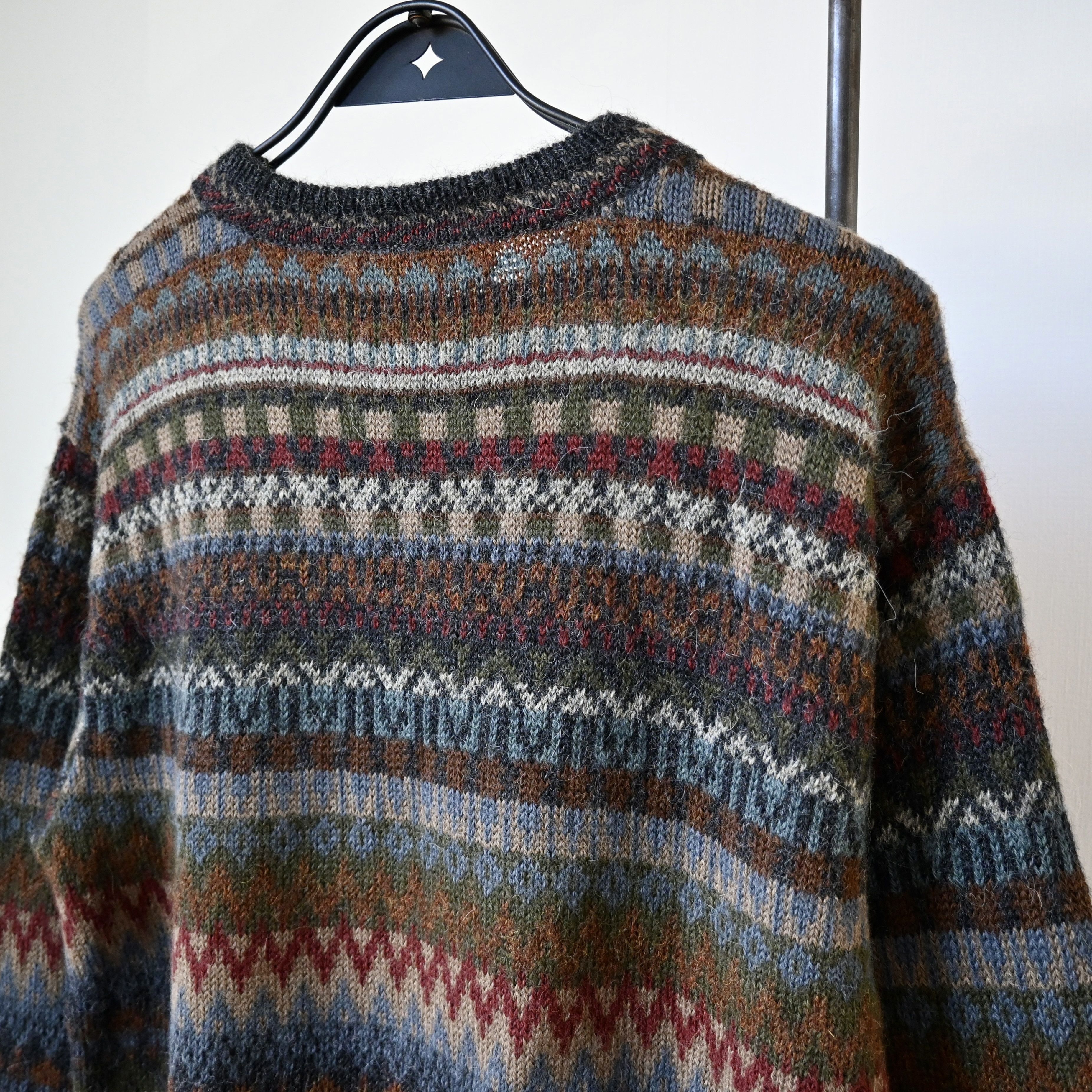 Vintage Vtg WALIKI 100% alpaca folklore striped sweater Size US L / EU 52-54 / 3 - 5 Thumbnail