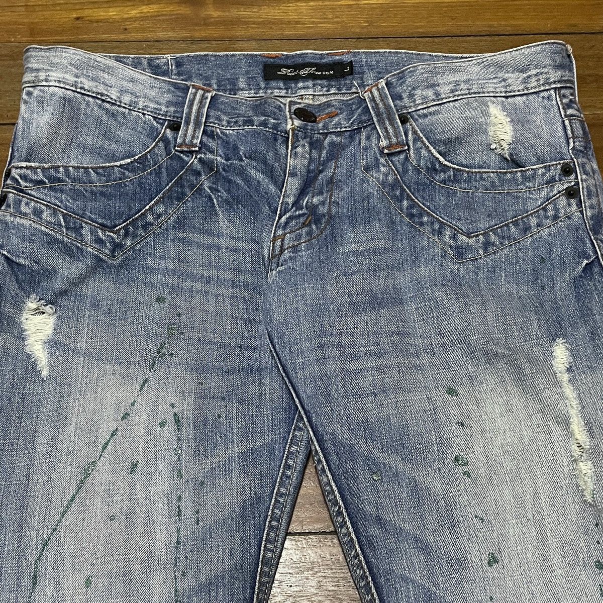 Le Grande Bleu (L.G.B.) Rare Vintage Japanese Brand Root Three Flared Jeans 1990s Size US 32 / EU 48 - 3 Thumbnail