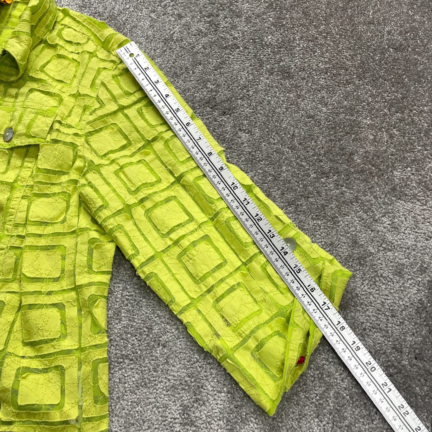 Vintage Ruby Rd. Sheer Button Down Blouse Womens 18W Yellow Lime Long Sleeve Lace Casual Shirt Adult Regular Size XXL / US 16-18 / IT 52-54 - 7 Thumbnail