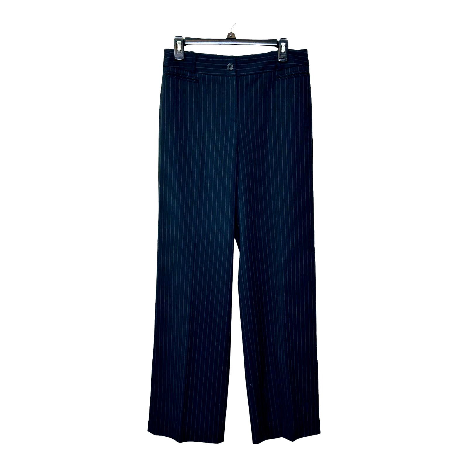 Loft Loft black striped wide legs flat front pants size 6 Size 28" / US 6 / IT 42 - 1 Thumbnail