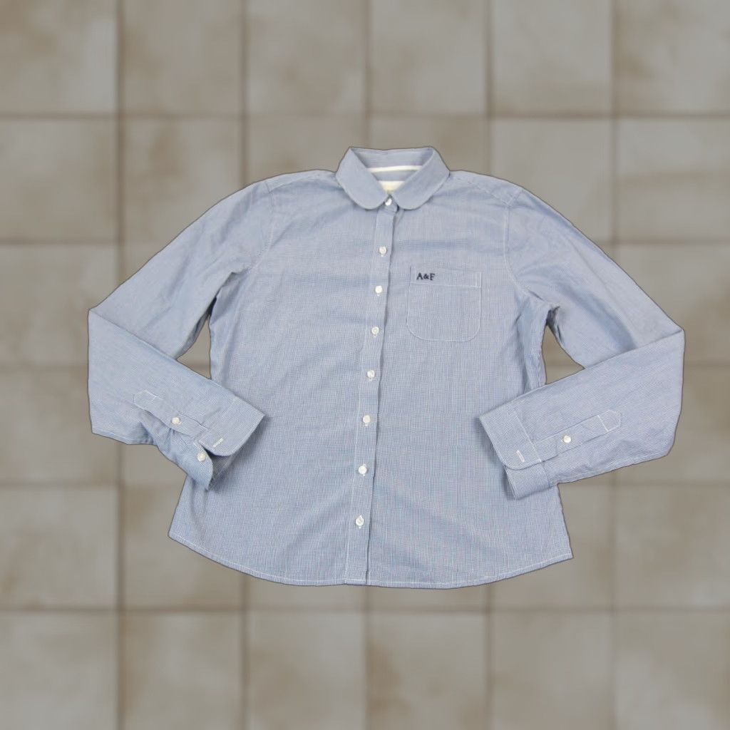 Abercrombie & Fitch VINTAGE Abercrombie & Fitch Shirt Womens Medium Blue Check Gingham Peter Pan Size M / US 6-8 / IT 42-44 - 1 Thumbnail