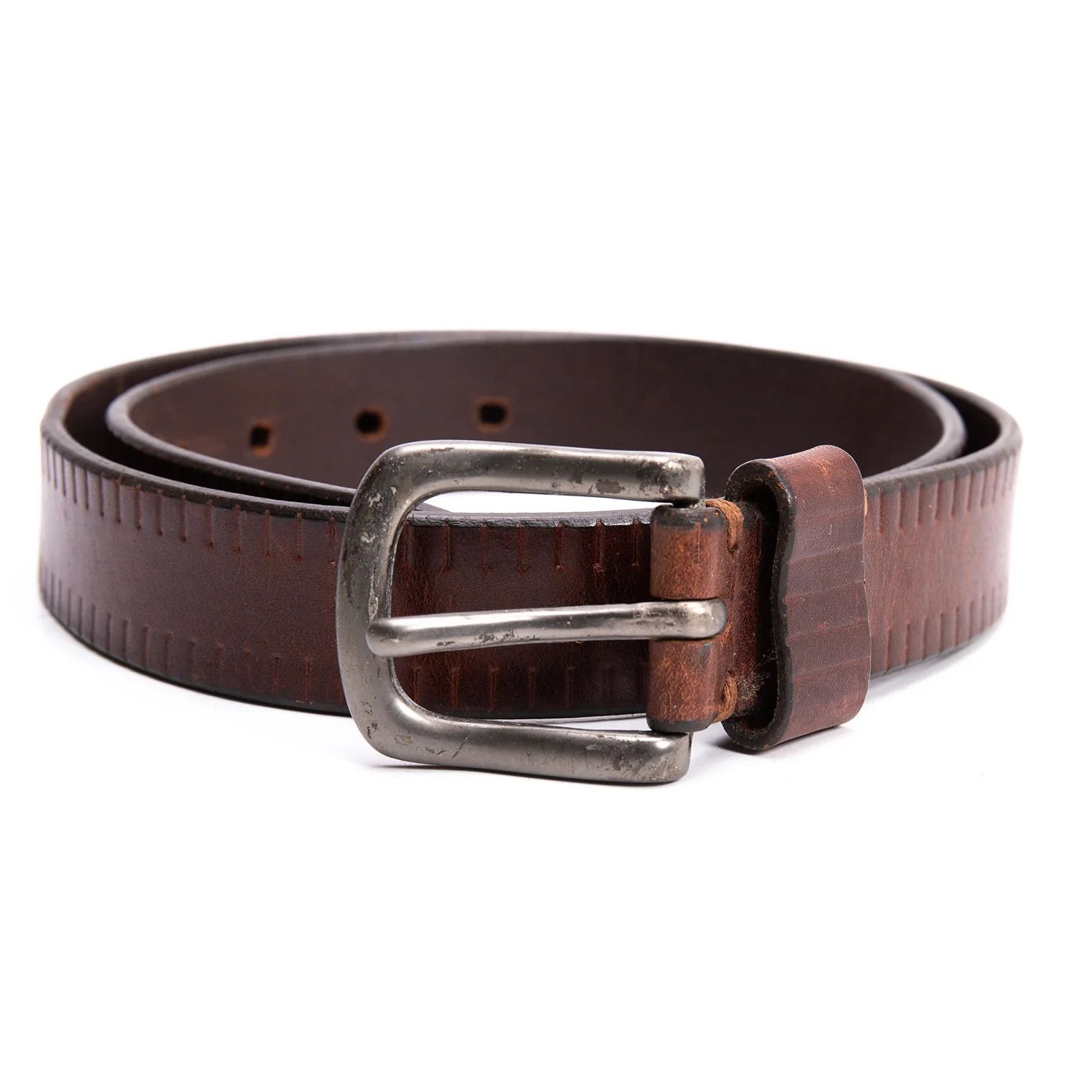 Issey Miyake Leather Embossed Line Belt in Brown Size ONE SIZE - 1 Thumbnail