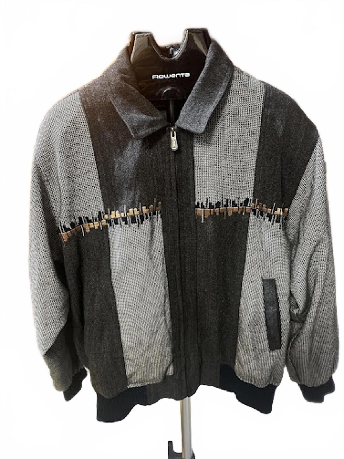 California Republic Vintage Califf Gray Black Patterned Knit Bomber Jacket Size US M / EU 48-50 / 2 - 2 Thumbnail