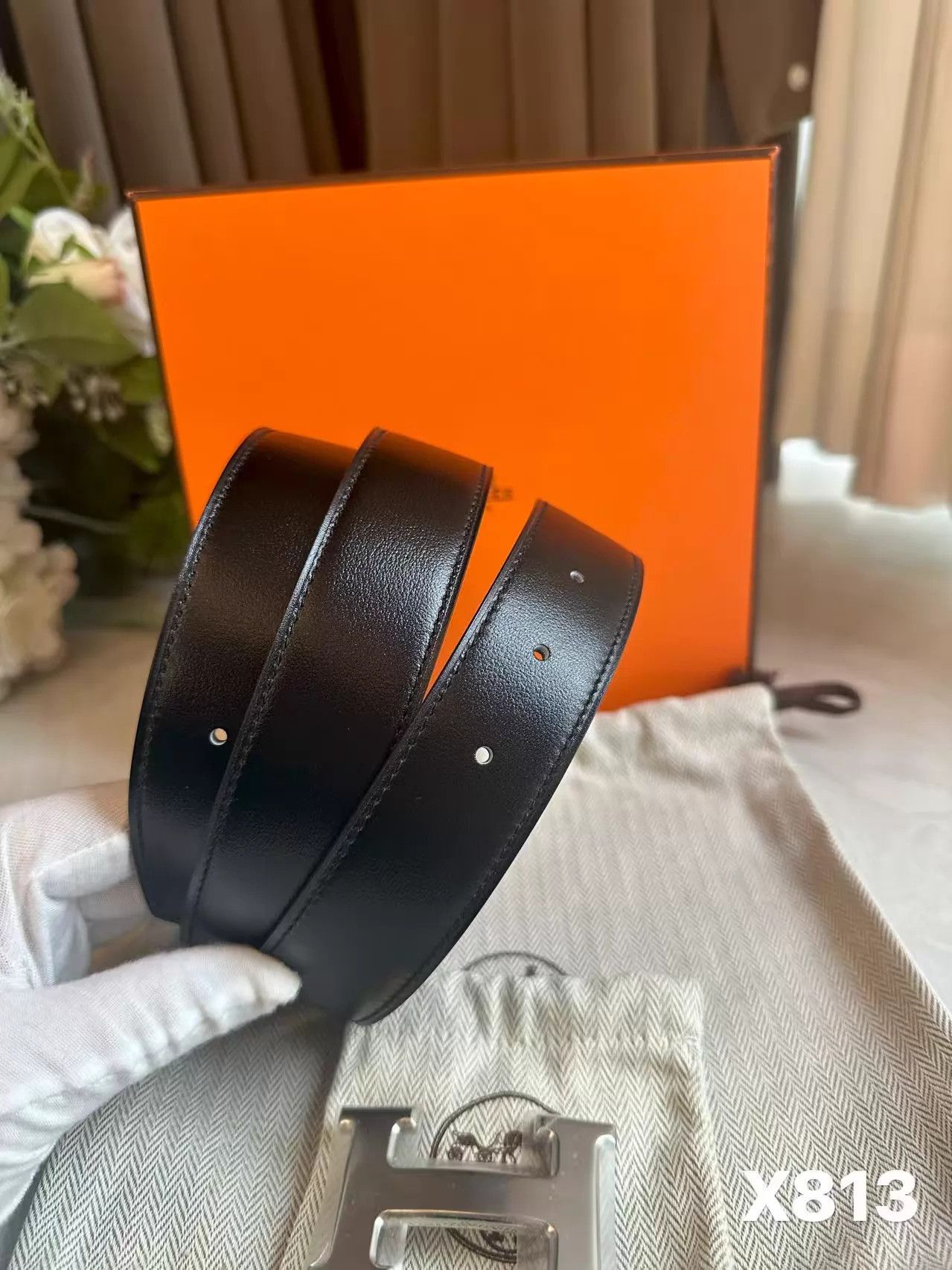 Hermes Hermès 3.2cm B Stamp 90cm Belt X813 New Size ONE SIZE - 4 Thumbnail