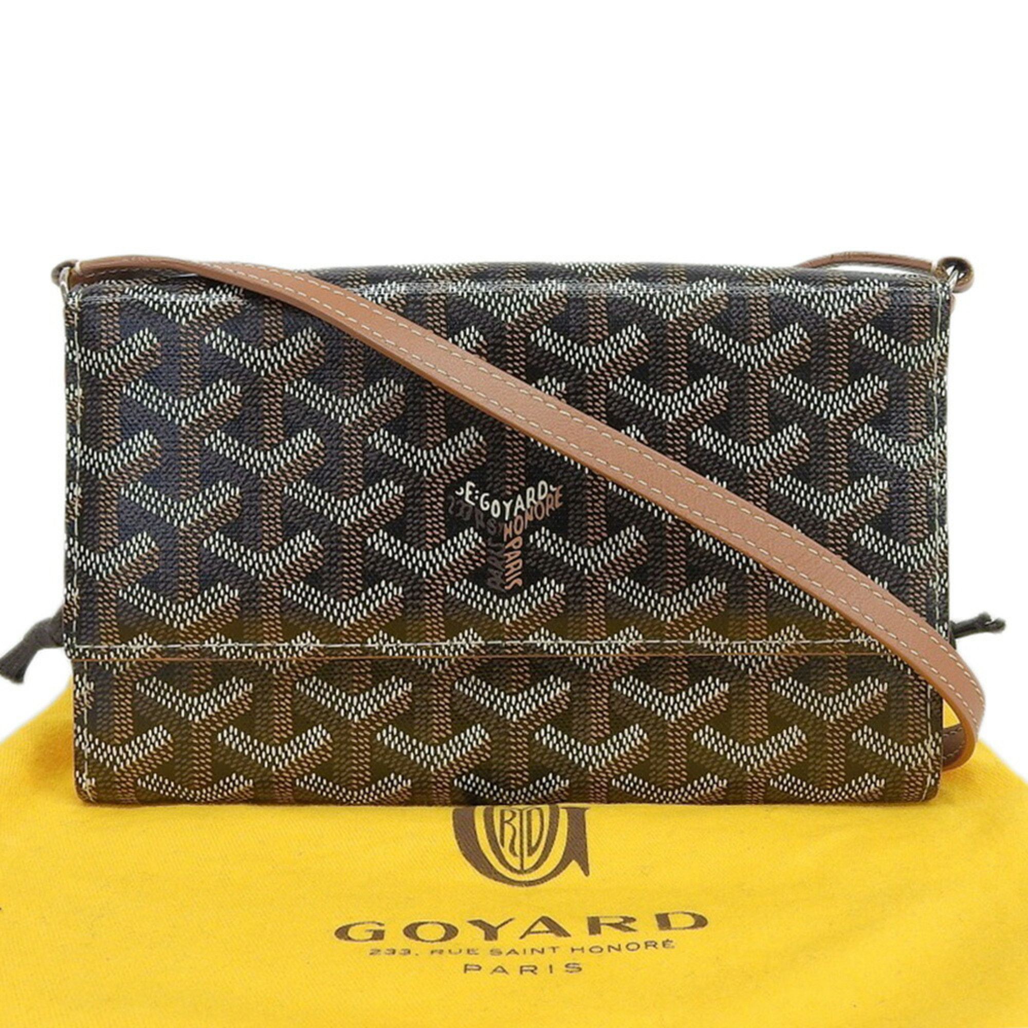Goyard Goyard Varenne Shoulder Wallet Bag Black Brown PVC Leather Size ONE SIZE - 1 Thumbnail