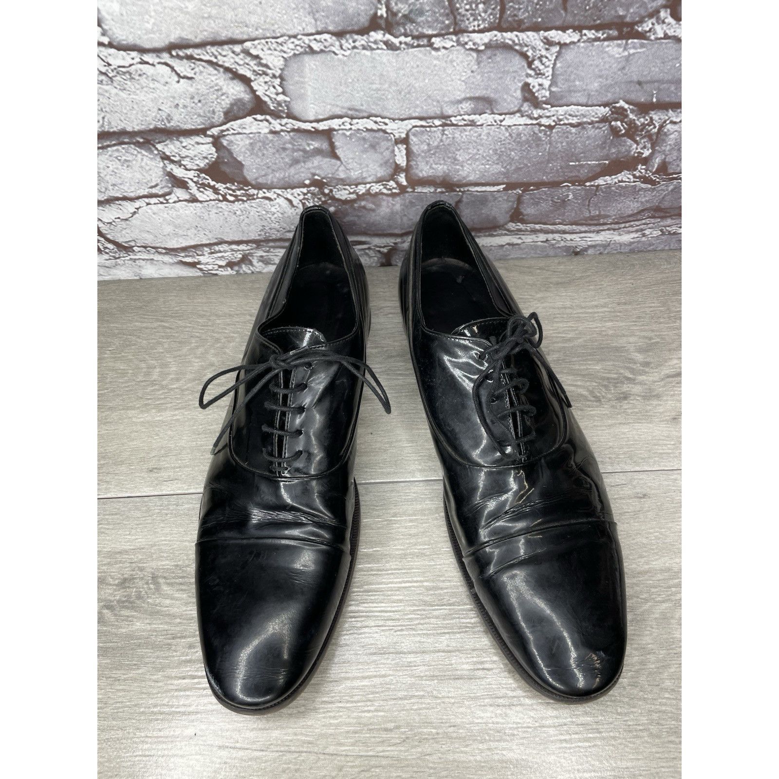 Sturhling Rolando Sturlini Black Patent Leather Derby Tuxedo Dress Sho Size US 12 / EU 45 - 15 Thumbnail