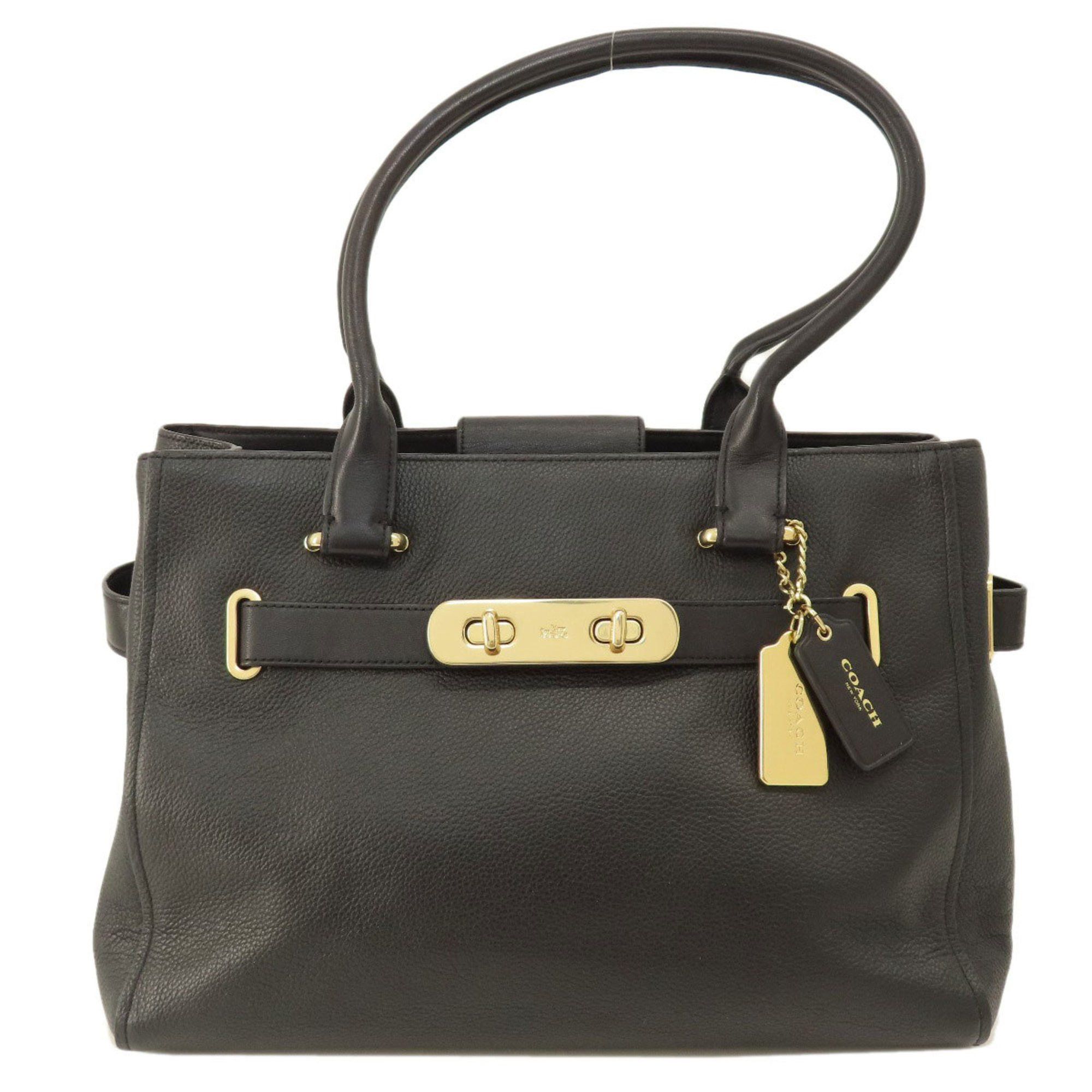 image of Coach F36488 Swagger Carryall Tote Bag Leather Women's Coach in Black