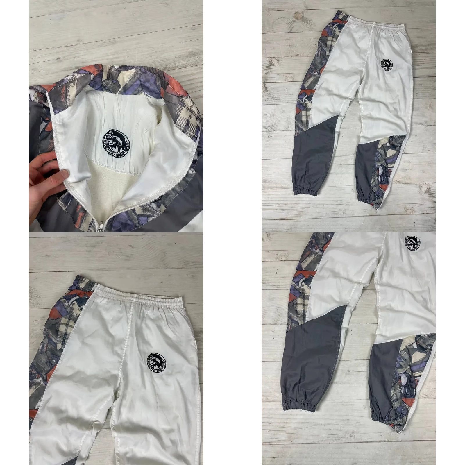 Diesel VINTAGE Diesel Tracksuit Tracksuit Jacket Pants 90s Nylon White Size S Mens Size 36R - 8 Thumbnail