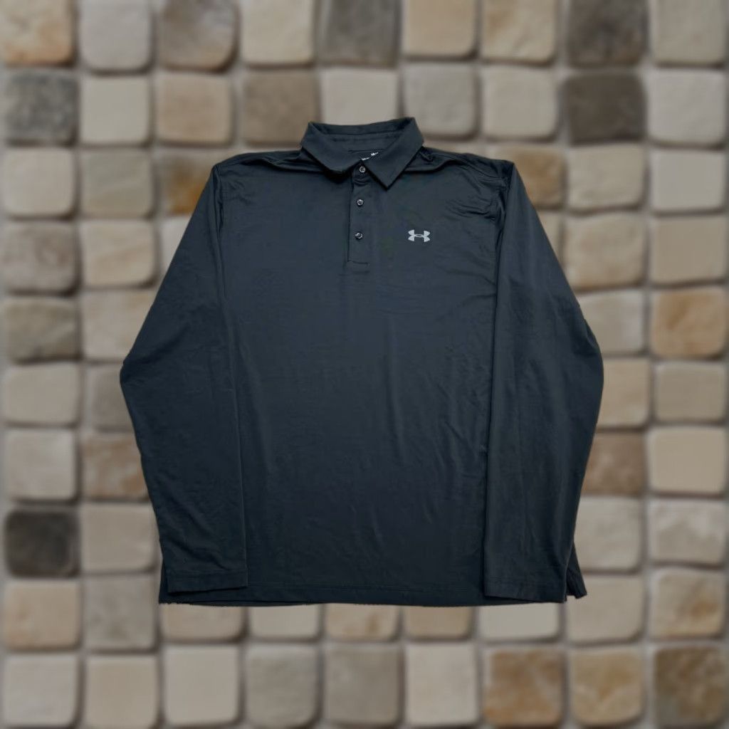 Under Armour Under Armour HeatGear Polo Shirt Mens Large Black Regular Fit Polo Shirt Golf Tennis Logo Size US L / EU 52-54 / 3 - 1 Thumbnail