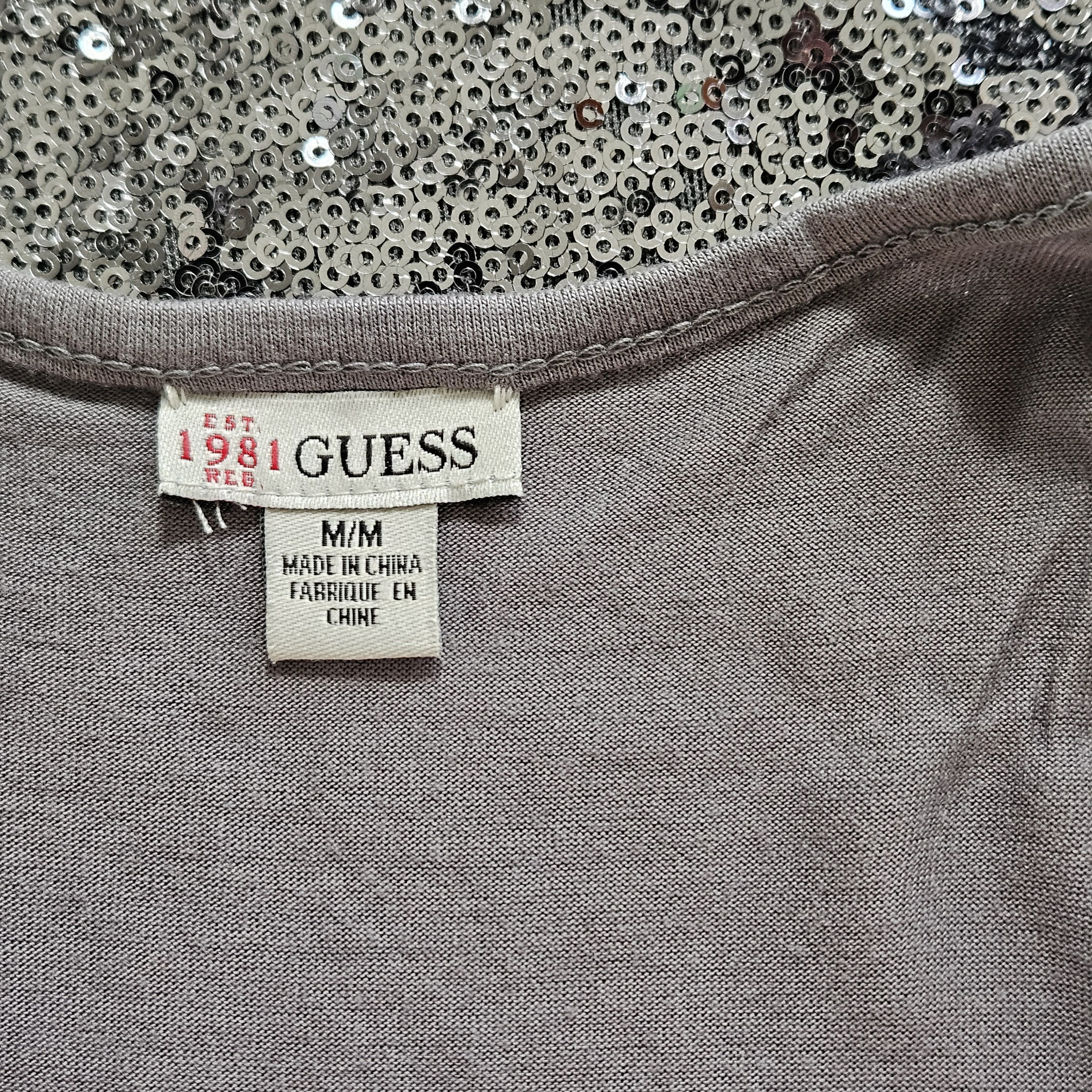 Guess Guess Size M Tank Top Silver Sequin Crop Cami Grey Jersey Size M / US 6-8 / IT 42-44 - 8 Thumbnail