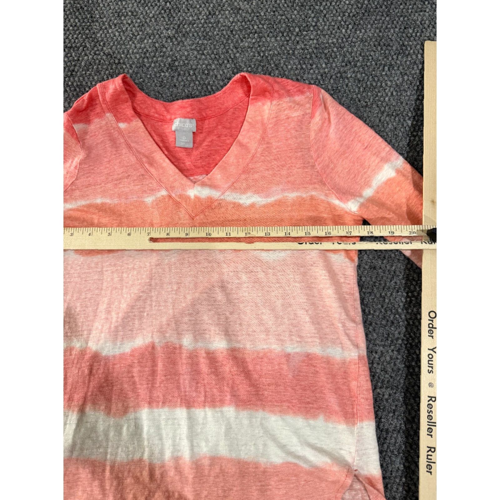 Vintage Chico's Blouse Shirt Womens 0 Pink White Striped Long Sleeve V-Neck Lightweight Linen Knit Rayon Casual All Seasons Spring Summer Fall Womens Size XS / US 0-2 / IT 36-38 - 4 Thumbnail