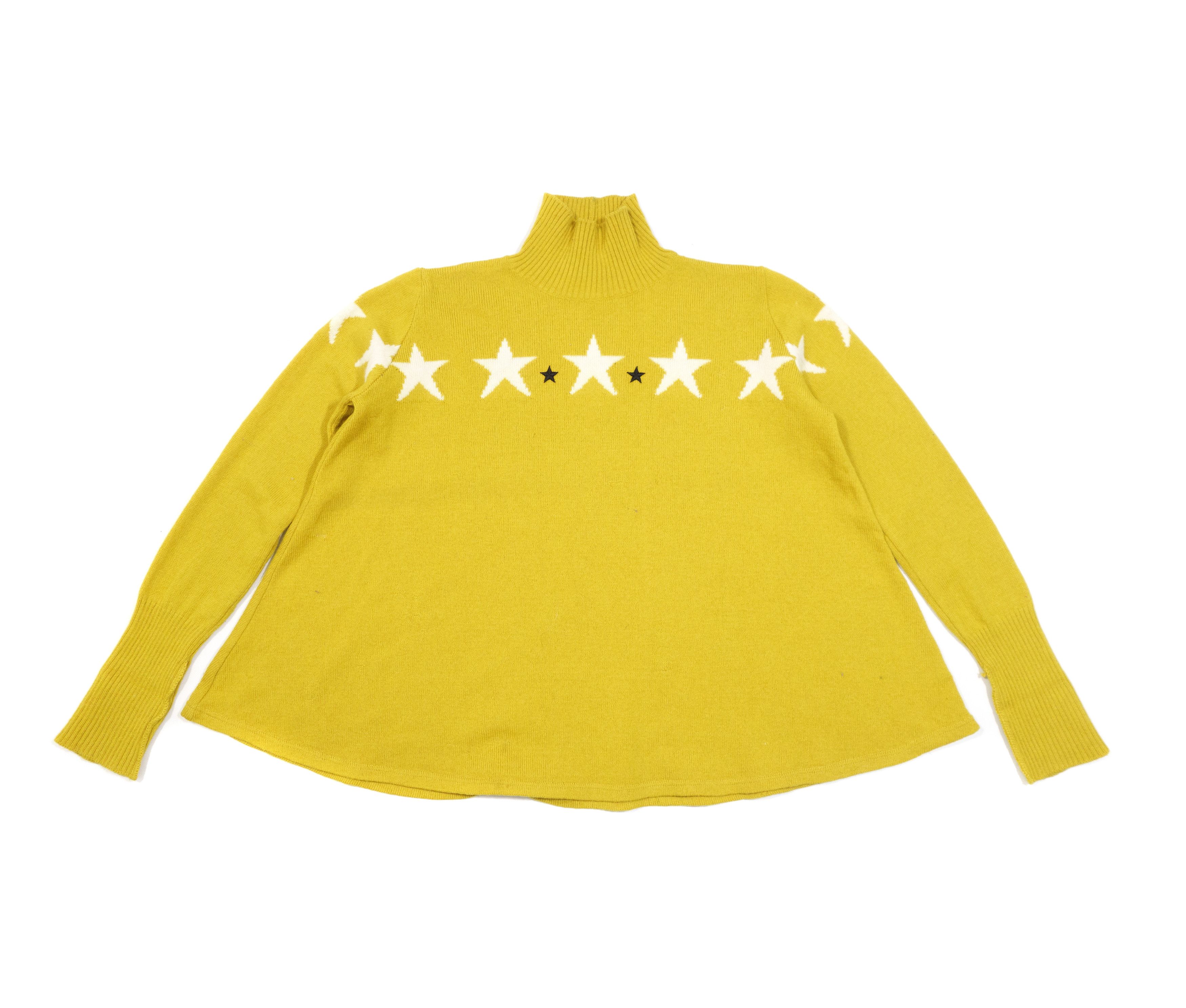 Jean Paul Gaultier 90s Junior 100% Wool Star Intarsia High Neck Flared Sweater Size M / US 6-8 / IT 42-44 - 1 Thumbnail