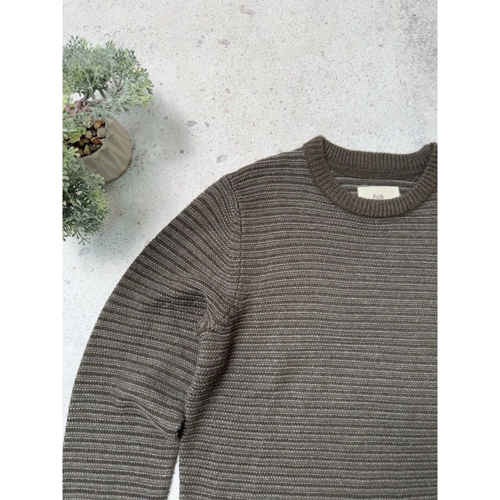 Folk Folk Men Sweater Crew Jumper Pullover Size 3 M Brown Size US M / EU 48-50 / 2 - 2 Thumbnail