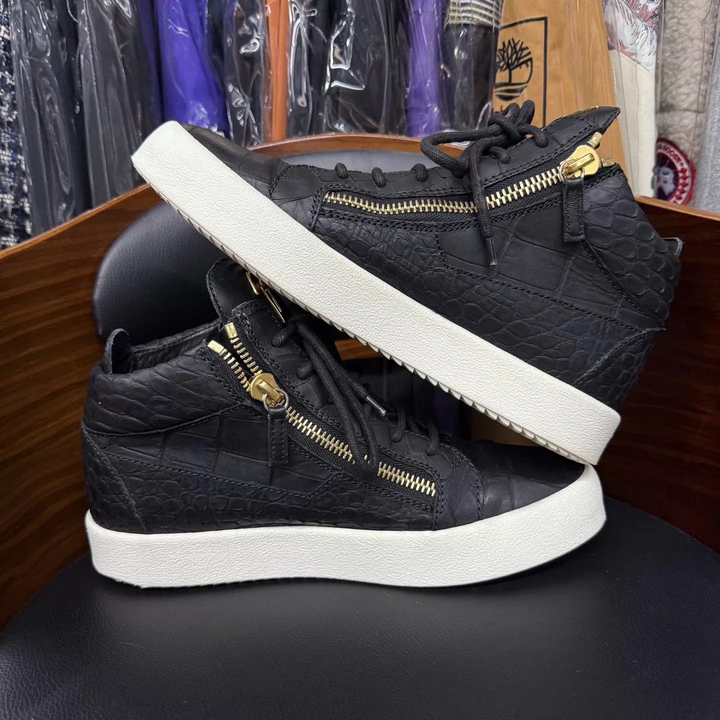 Giuseppe Zanotti GZ Croc Leather Black Casual Shoes 41.5 EU Excellent Size US 8.5 / EU 41-42 - 7 Thumbnail