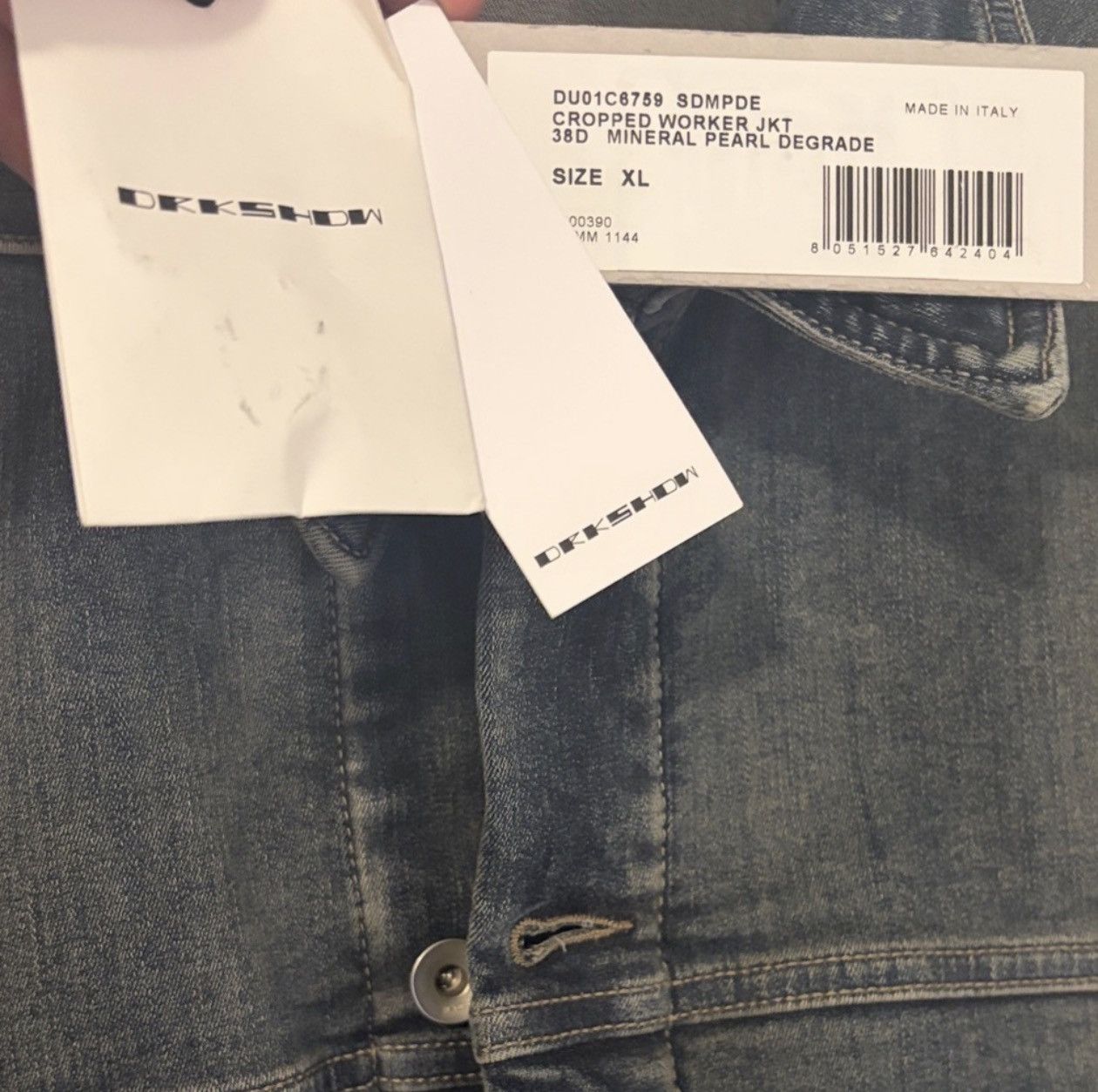 Rick Owens Drkshdw Rick Owens DRKSHDW Cropped Worker Jacket in Mineral Pearl Size US XL / EU 56 / 4 - 10 Thumbnail