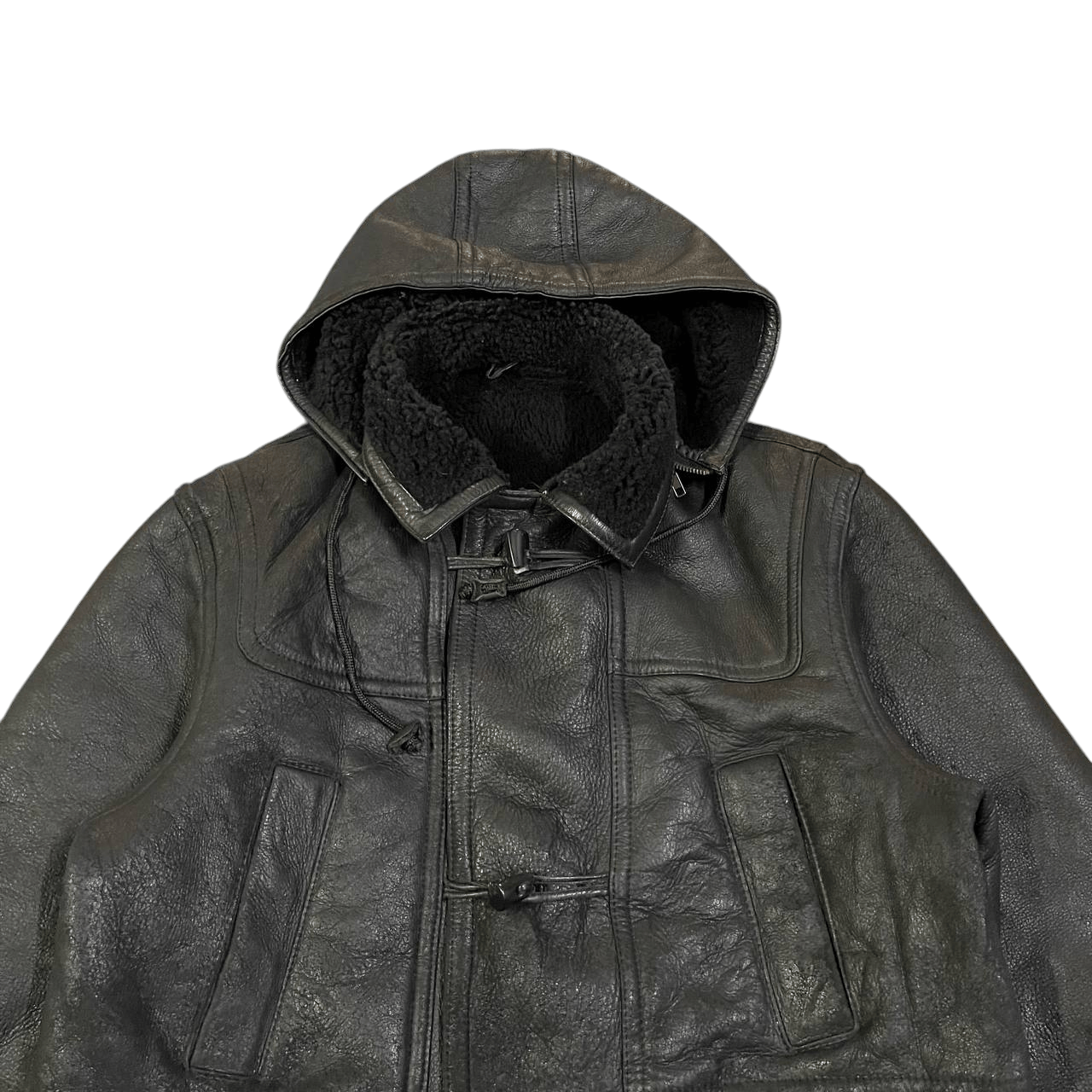 Leather Vintage Ulcolow Shearling Leather Duffle Coat Size US M / EU 48-50 / 2 - 2 Thumbnail