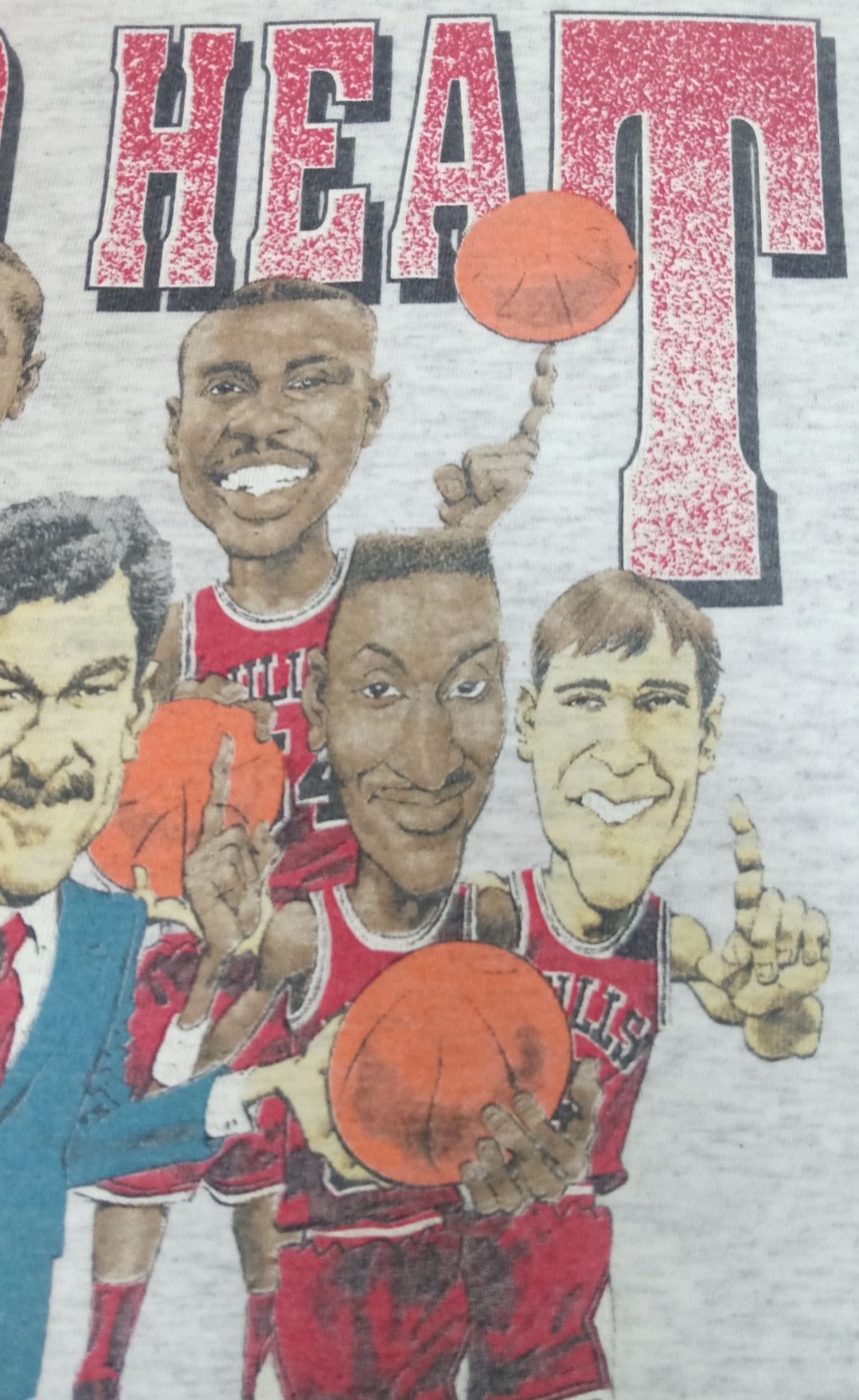 NBA × Vintage Vintage 90s NBA Playoffs Chicago Bulls Red Heat T-shirt Size US L / EU 52-54 / 3 - 8 Thumbnail