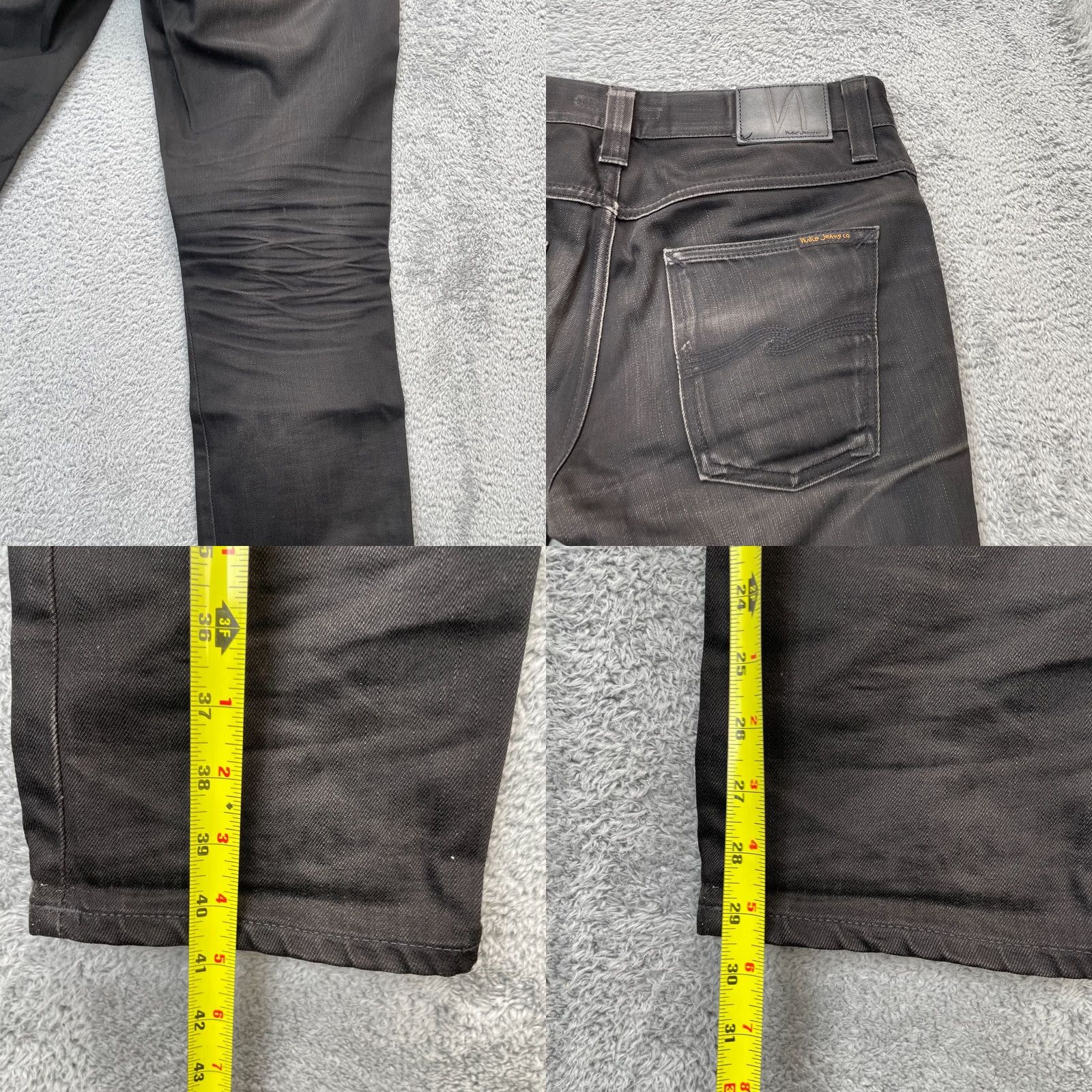 Nudie Jeans Nudie Jeans Mens 31x32 Black Skinny Denim Logo Organic Cotton Dark Wash Jeans Regular 5-Pocket Black Mens Skinny Jeans Size US 32 / EU 48 - 8 Thumbnail