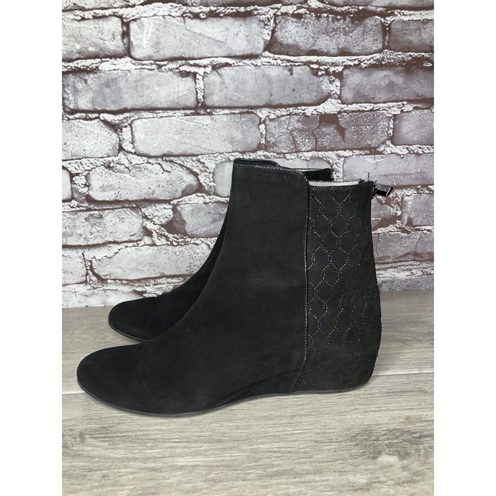 Aquatalia Aquatalia Black Suede Leather Wedge Back Zipper Booties Wome Size US 8 / IT 38 - 8 Thumbnail