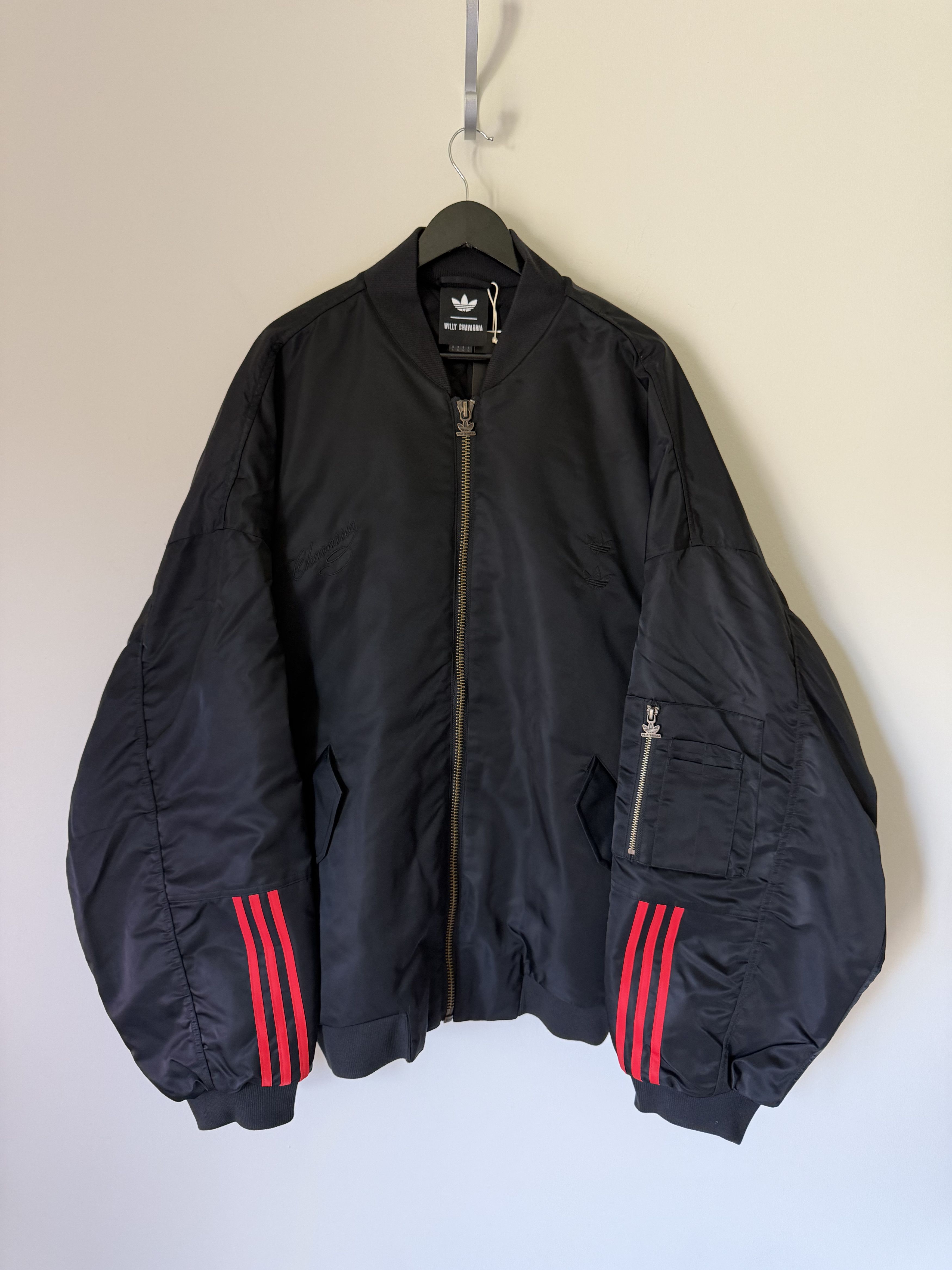Adidas × Willy Chavarria Willy Chavarria Adidas Satin Bomber Jacket in Black Size US XL / EU 56 / 4 - 1 Thumbnail