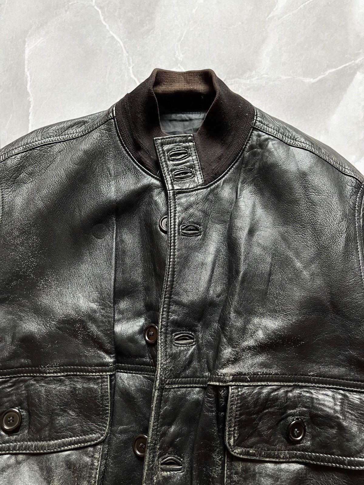 Vera Pelle × Vintage VINTAGE LEATHER JACKET BUTTON UP BOMBER 90s VERA PELLE y2k Size US M / EU 48-50 / 2 - 10 Thumbnail