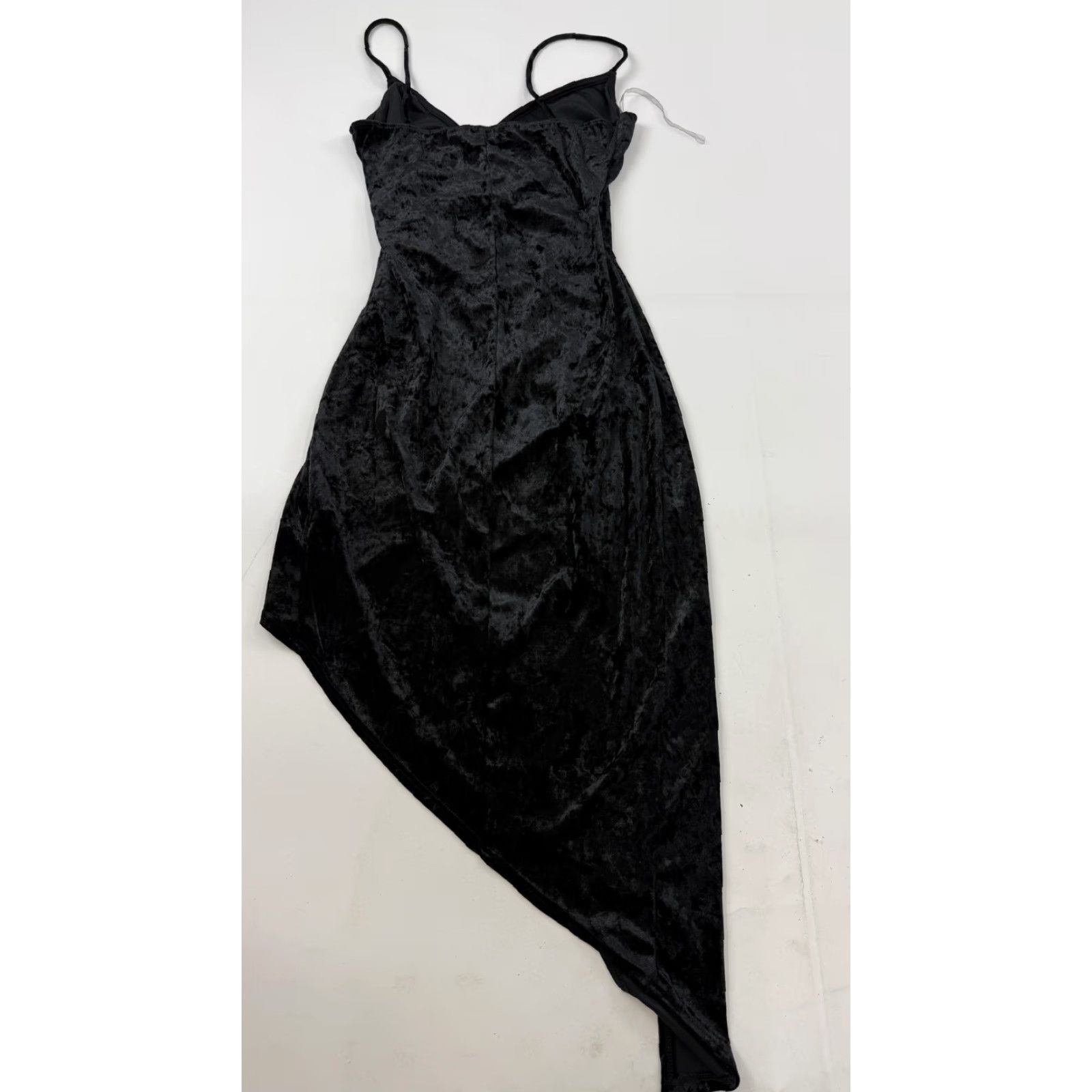 Velvet VINTAGE The Vintage Shop Dress Womens Medium Black Velvet Bodycon Asymmetrical Hem Size M / US 6-8 / IT 42-44 - 7 Thumbnail