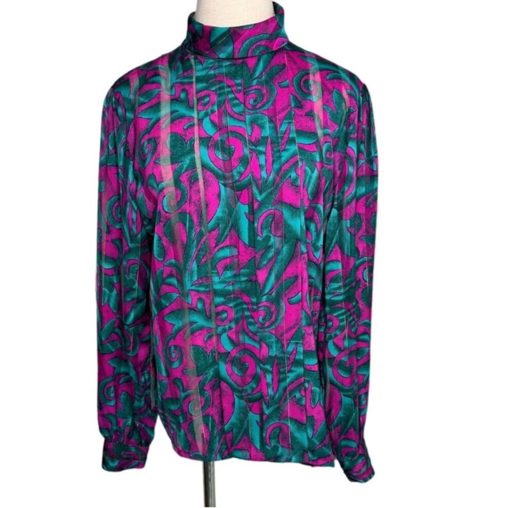 Vintage Vintage Nicola mock neck semi sheer blouse size 12 large L Size L / US 10 / IT 46 - 7 Thumbnail