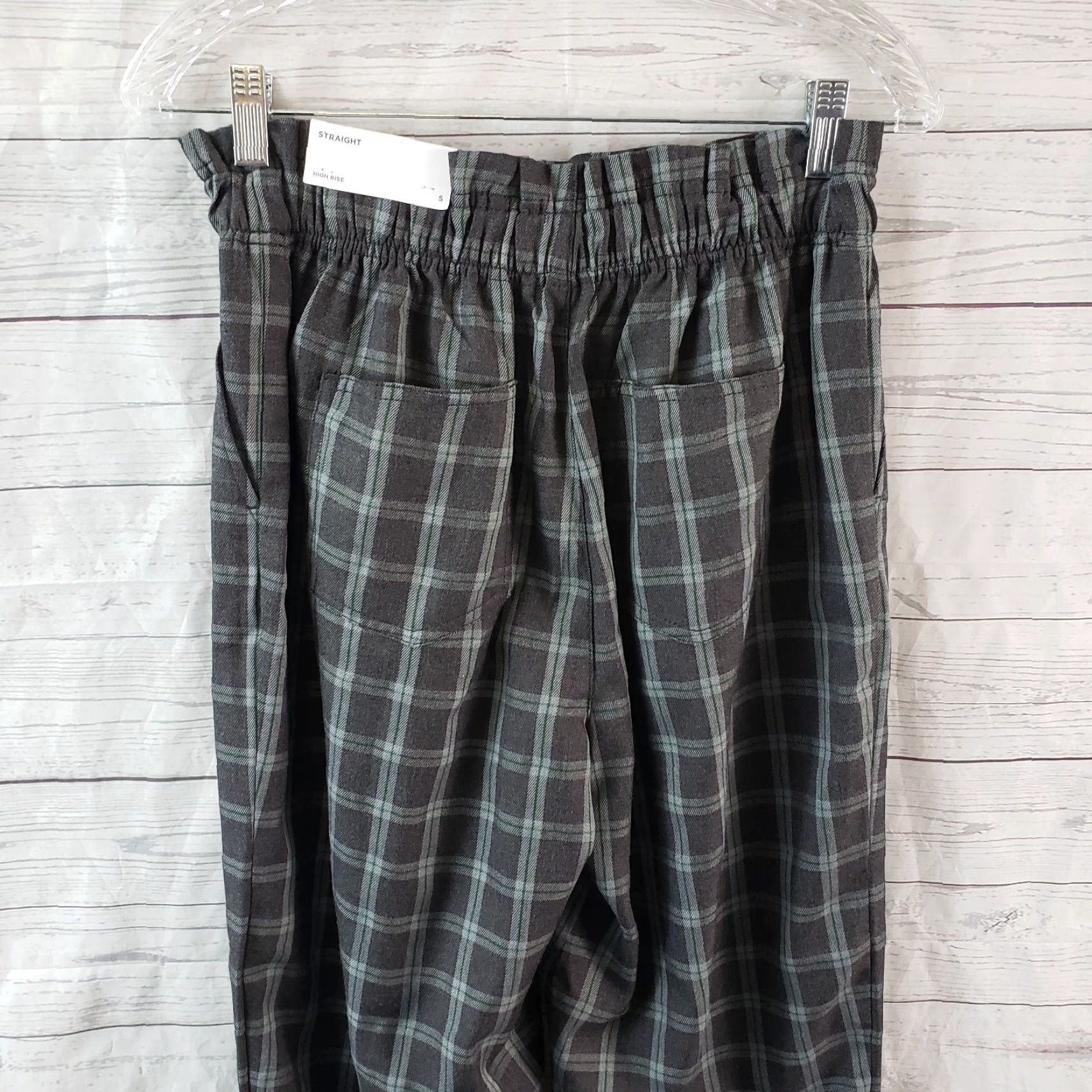 Ann Taylor VINTAGE: Ann Taylor LOFT Womens High Rise Straight Pants Sz Small Gray Green Plaid Size 28" / US 6 / IT 42 - 4 Thumbnail