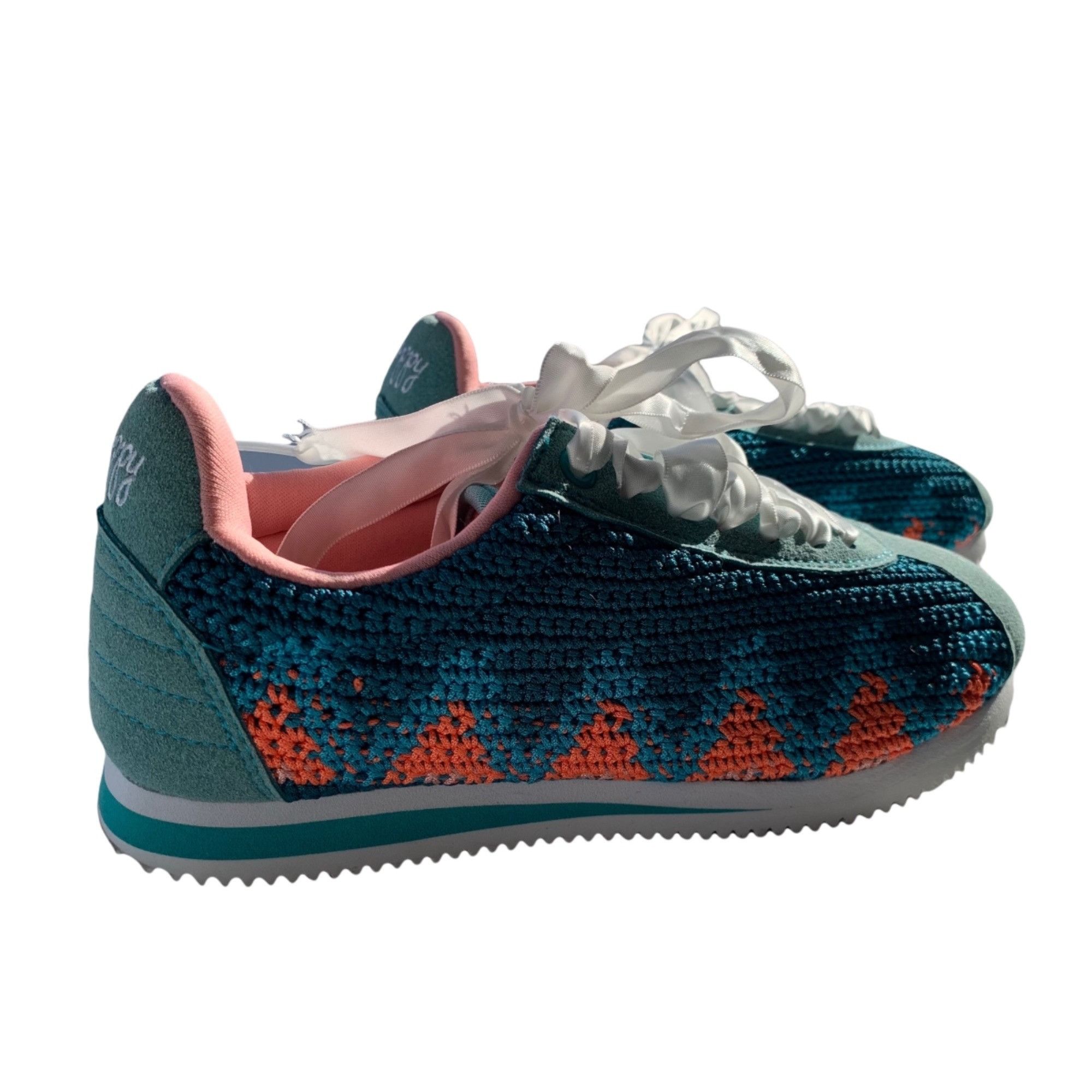 Other Poppy Crocheted Lace Up Teal Boho Comfort Fashion Sneakers 6 Size US 6 / IT 36 - 2 Thumbnail