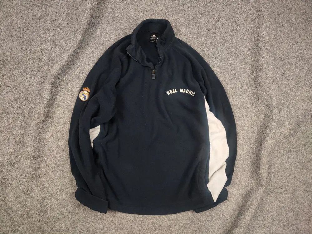 Adidas Vintage Adidas x Real Madrid Logo Zip Fleece Pullover Size US XL / EU 56 / 4 - 1 Thumbnail