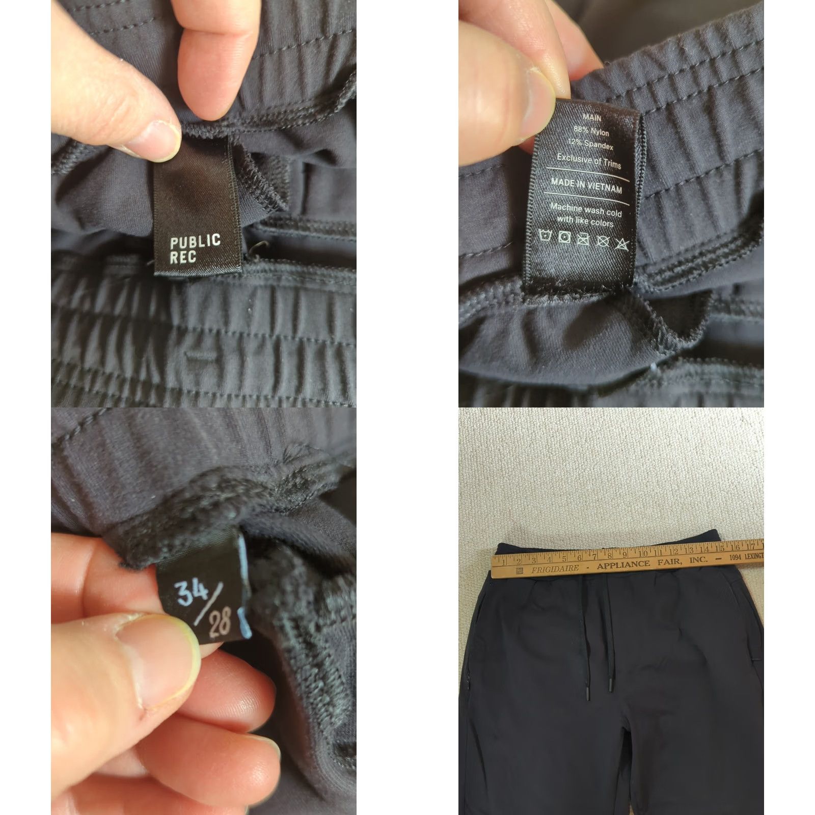 Vintage Public Rec Gamechanger Pants Mens 34x26 2 Black 1 Gray Nylon Spandex Tapered Ankle Zip Pocket Activewear Athleisure Slim Fit Regular Mens Size US 34 / EU 50 - 8 Thumbnail