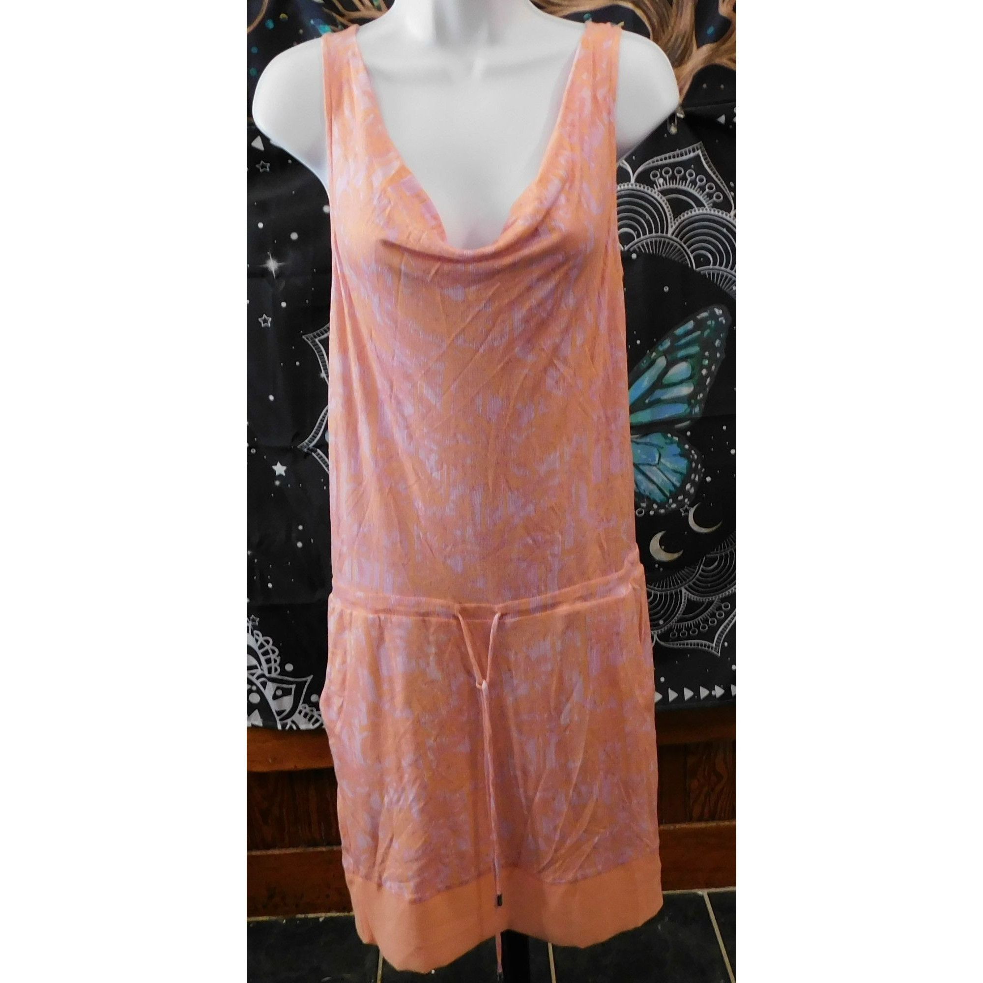 Armani Exchange Armani Exchange Pink Palm Tree Sleeveless Drawstring Dress Size S / US 4 / IT 40 - 1 Thumbnail